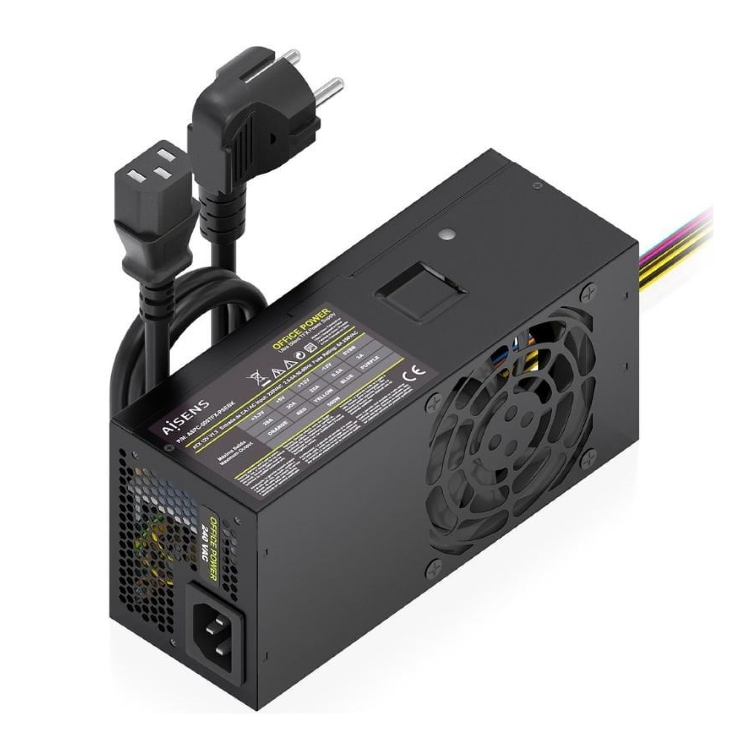 Fuente de Alimentación TFX Aisens ASPC-500TFX-PSEBK/ 500W/ Ventilador 8cm