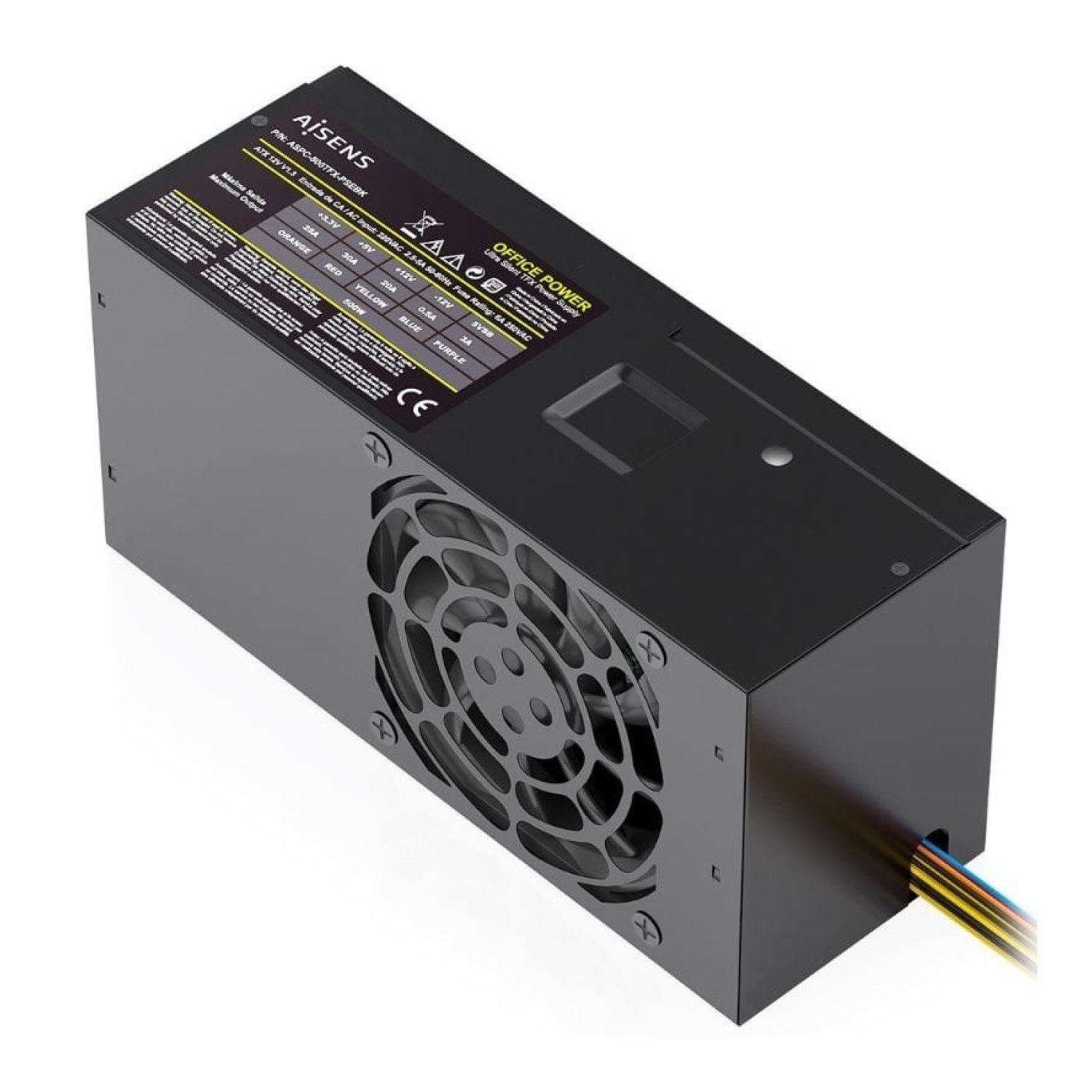 Fuente de Alimentación TFX Aisens ASPC-500TFX-PSEBK/ 500W/ Ventilador 8cm