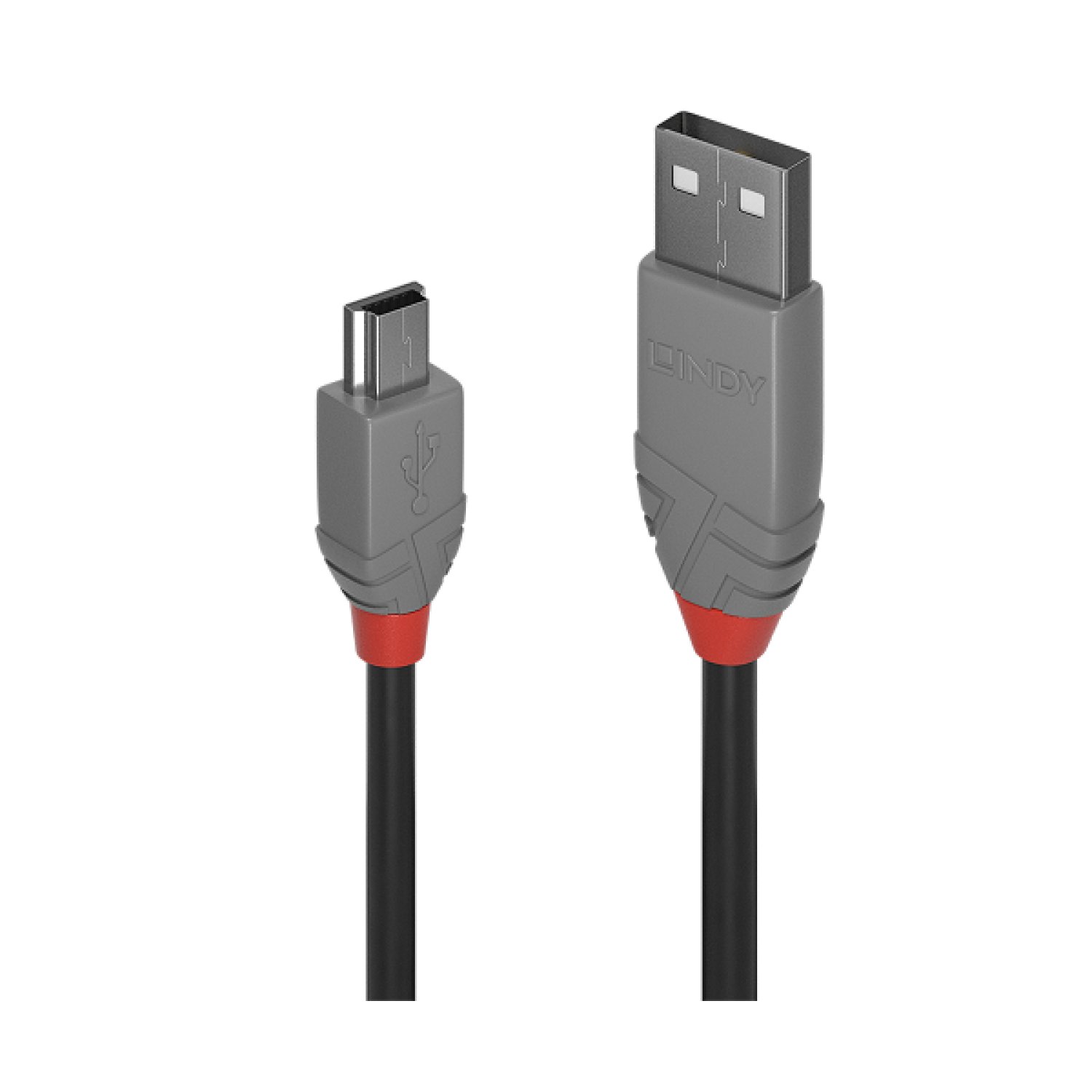 Lindy 36723 cable USB USB 2.0 2 m USB A Mini-USB B Negro, Gris