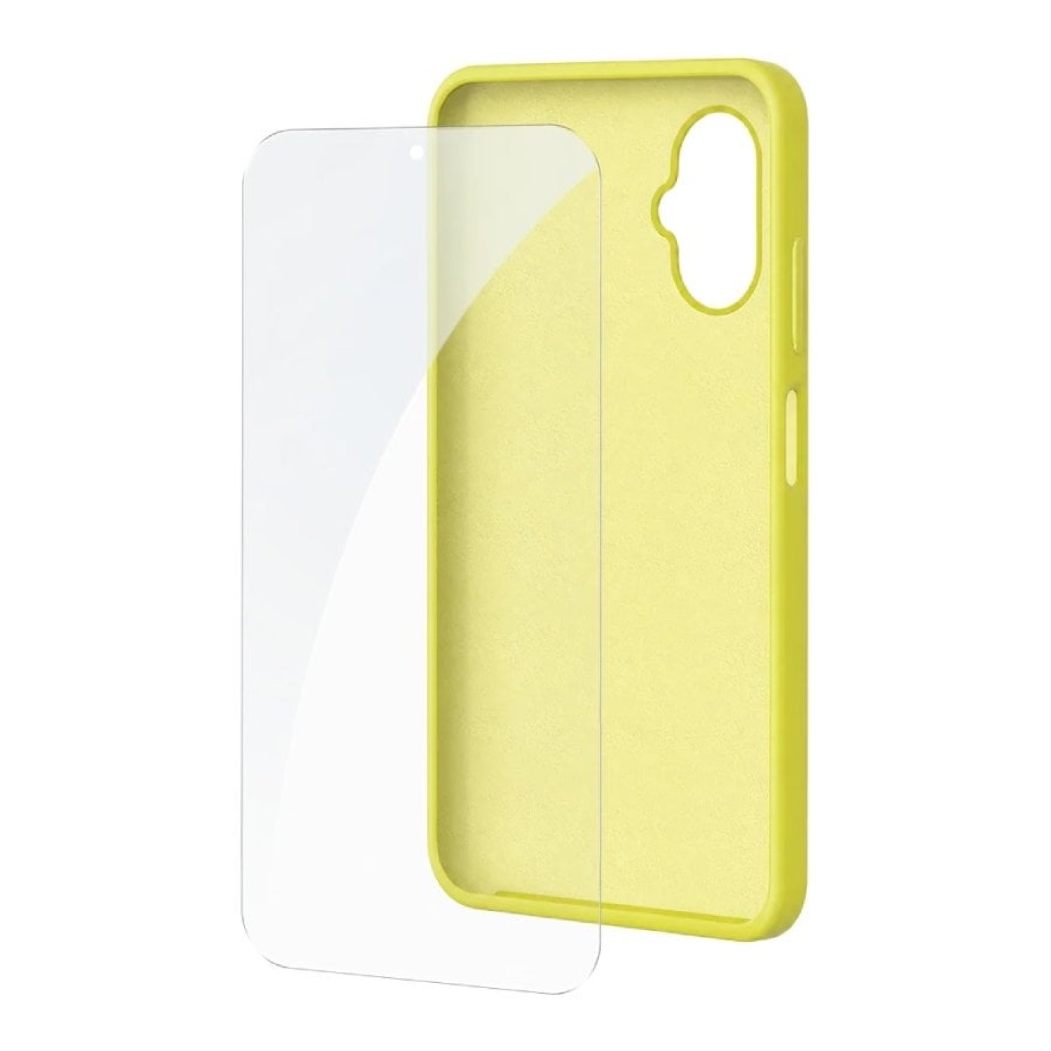 Funda Silicona + Protector de Pantalla de Cristal Templado SPC Wuum One Protection Pack 4354Y/ Compatible con SPC Wuum One/ Amarilla