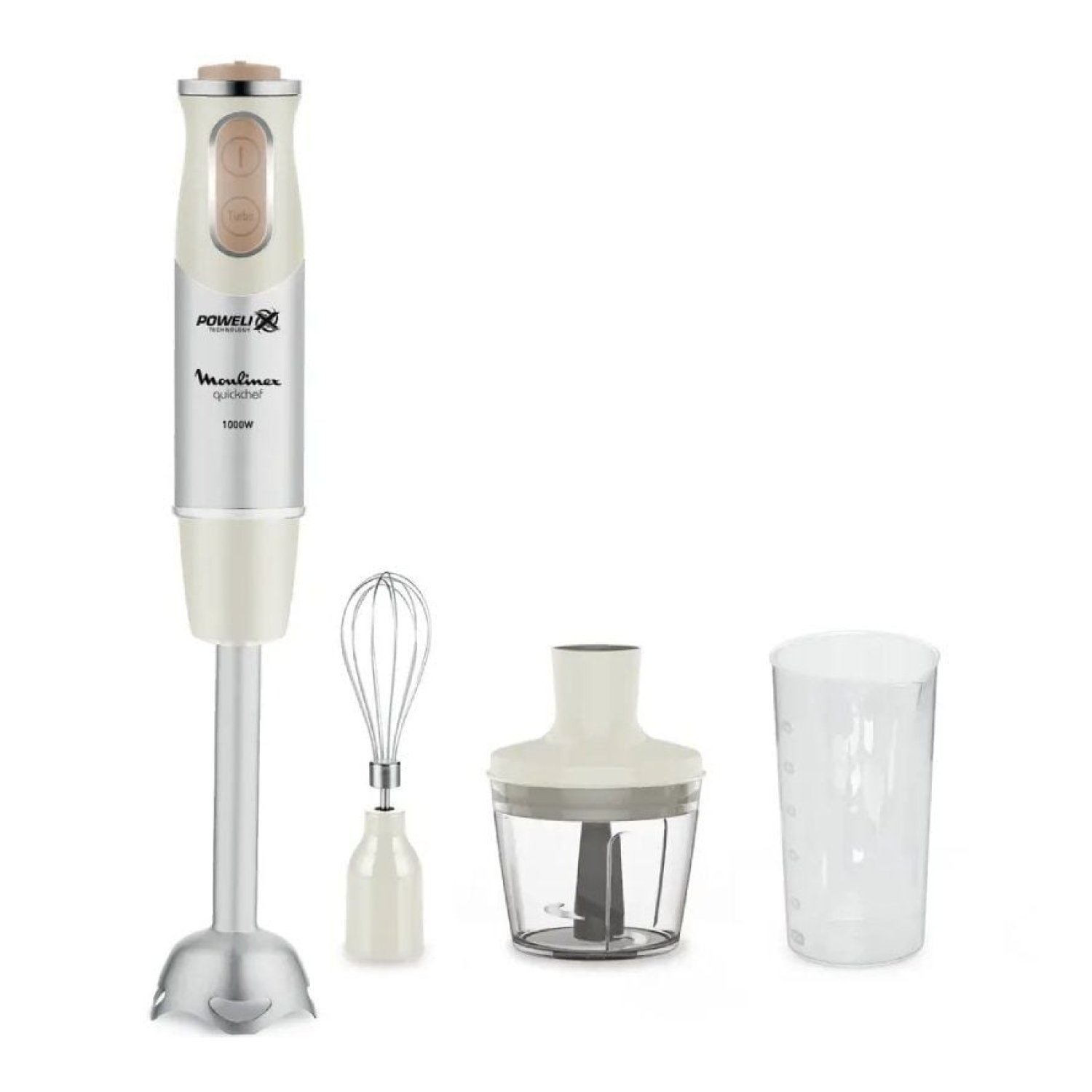 Batidora de mano Moulinex Quickchef/ 1000W/ 10 Velocidades/ Capacidad 800ml/ Incluye Varillas, Picadora y Vaso Medidor