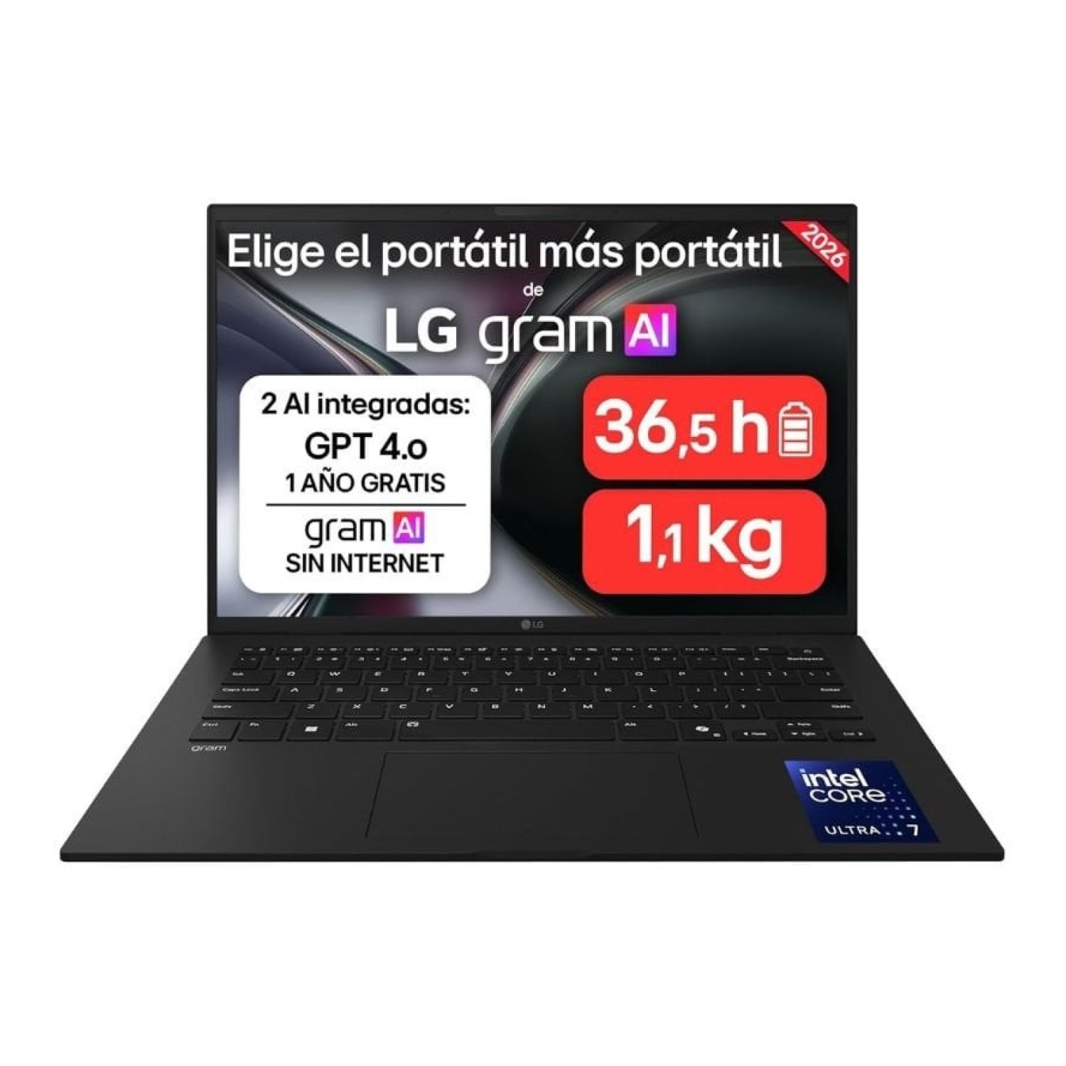 Portátil LG Gram 14ZD90U-G.AX85BN Intel Core Ultra 7-355/ 32GB/ 512GB SSD/ 14"/ Sin Sistema Operativo