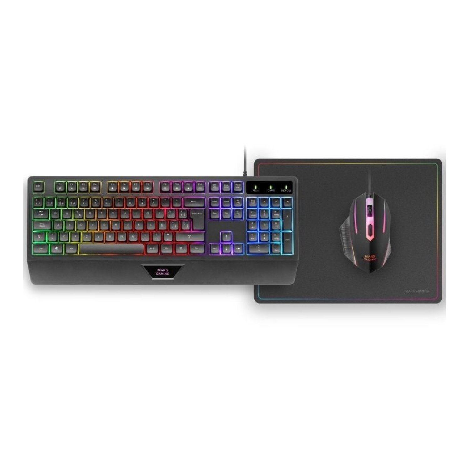 Pack Gaming Mars Gaming MCP124/ Teclado H-MECH  + Ratón Óptico + Alfombrilla/ Negro