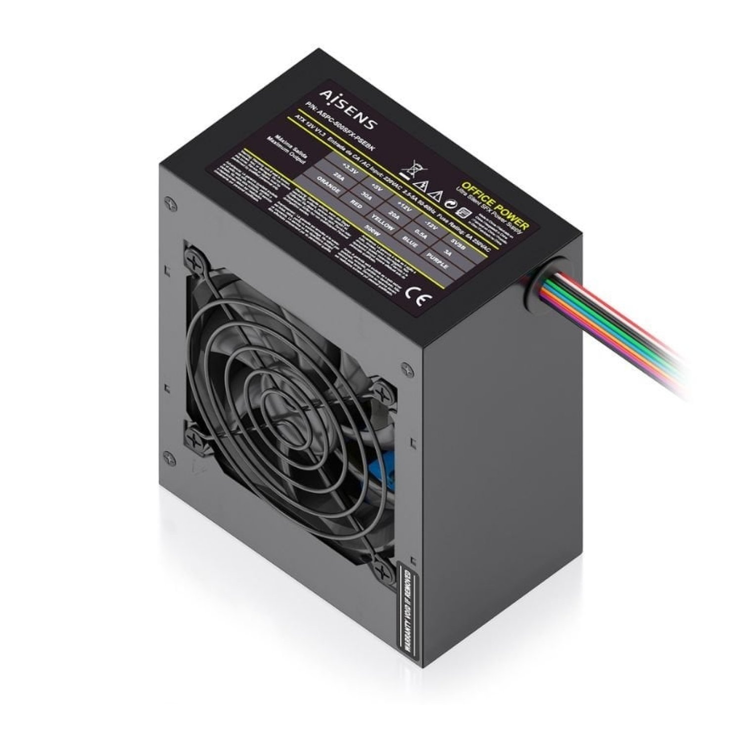 Fuente de Alimentación SFX Aisens ASPC-500SFX-PSEBK/ 500W/ Ventilador 8cm