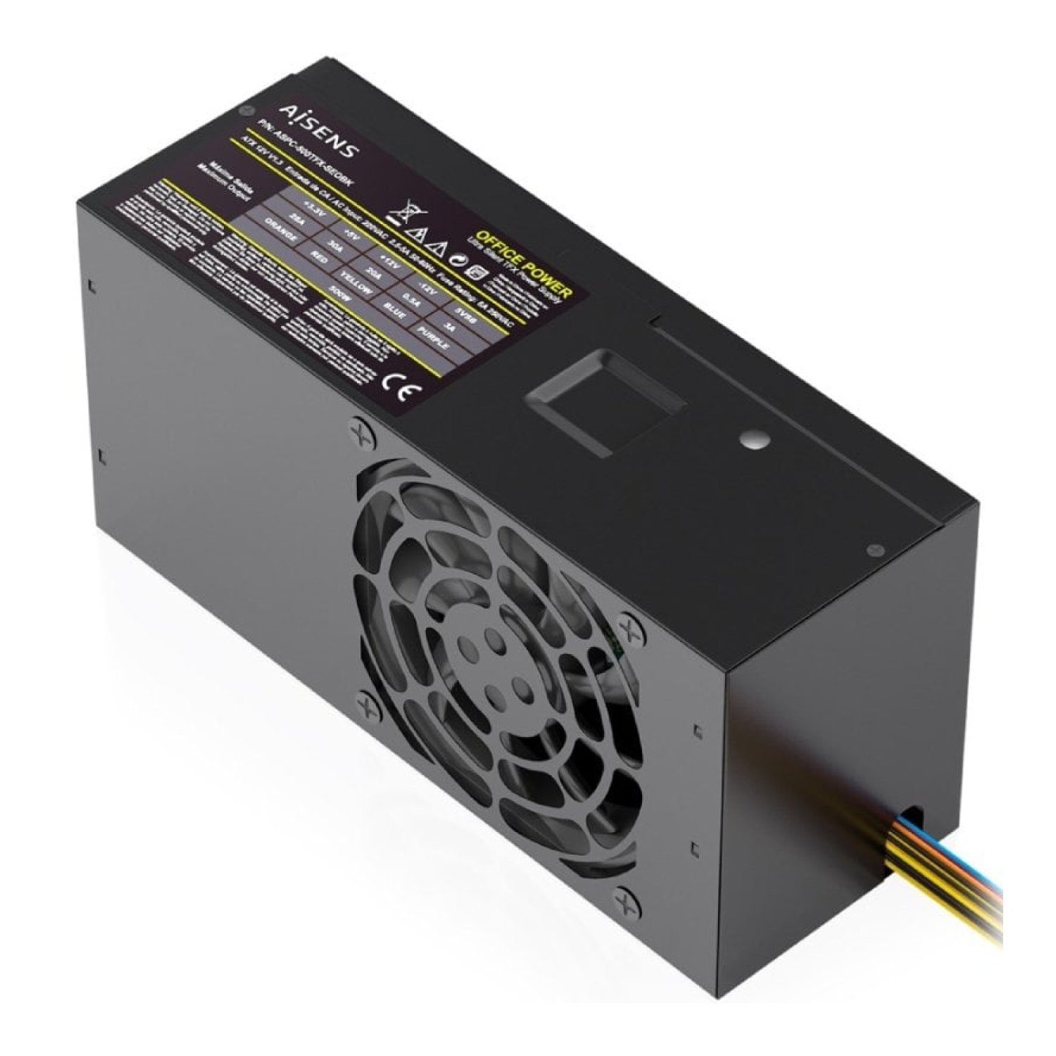 Fuente de Alimentación TFX Aisens ASPC-500TFX-SEOBK/ 500W/ Ventilador 8cm