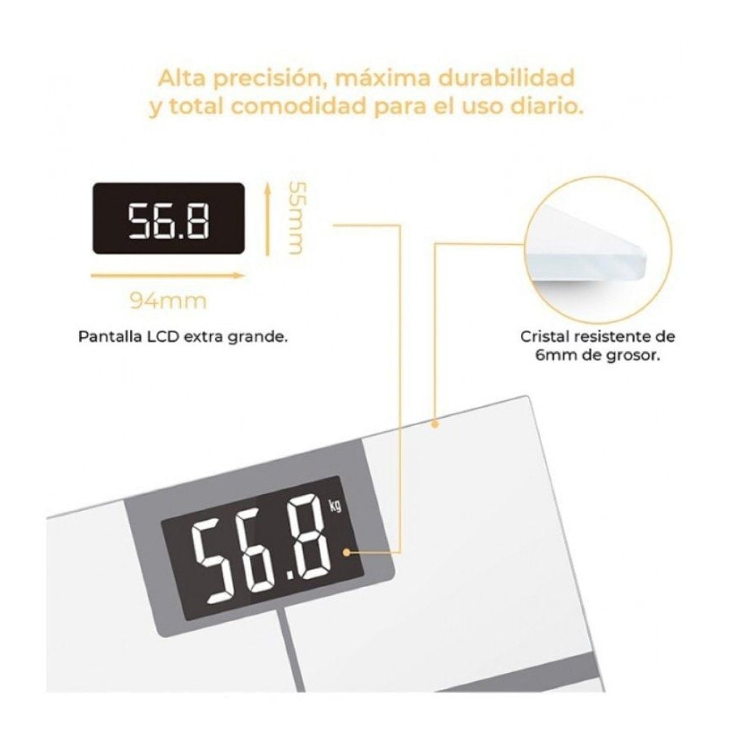 Báscula de Baño GKL Fitmax White/ Hasta 200kg