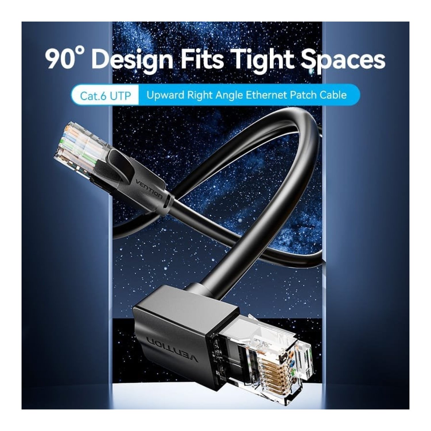 Cable de Red RJ45 UTP Vention IBVBJ Cat.6/ 5m/ Acodado 90º/ Negro