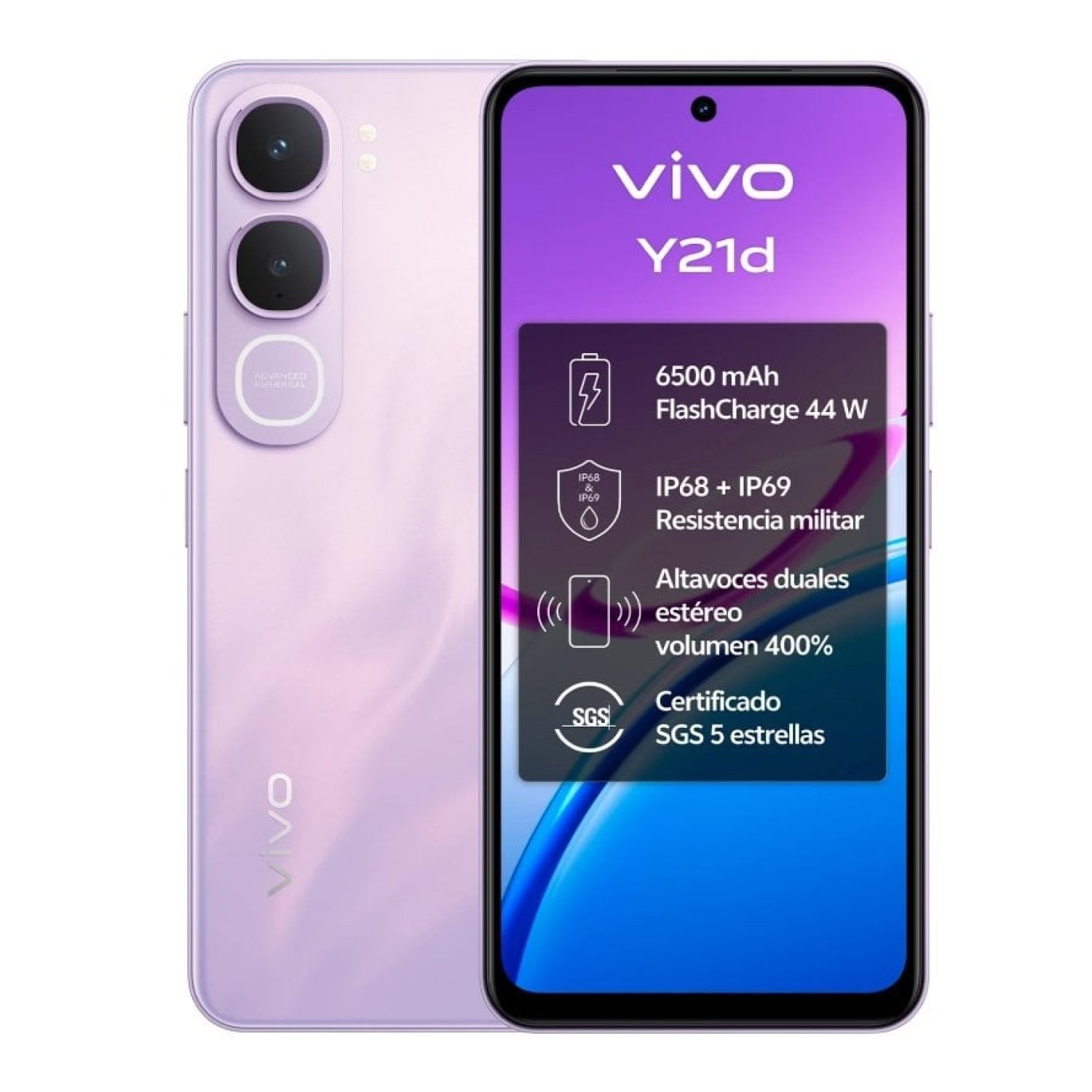Smartphone Vivo Y21d 4GB/ 128GB/ 6.68"/ Púrpura