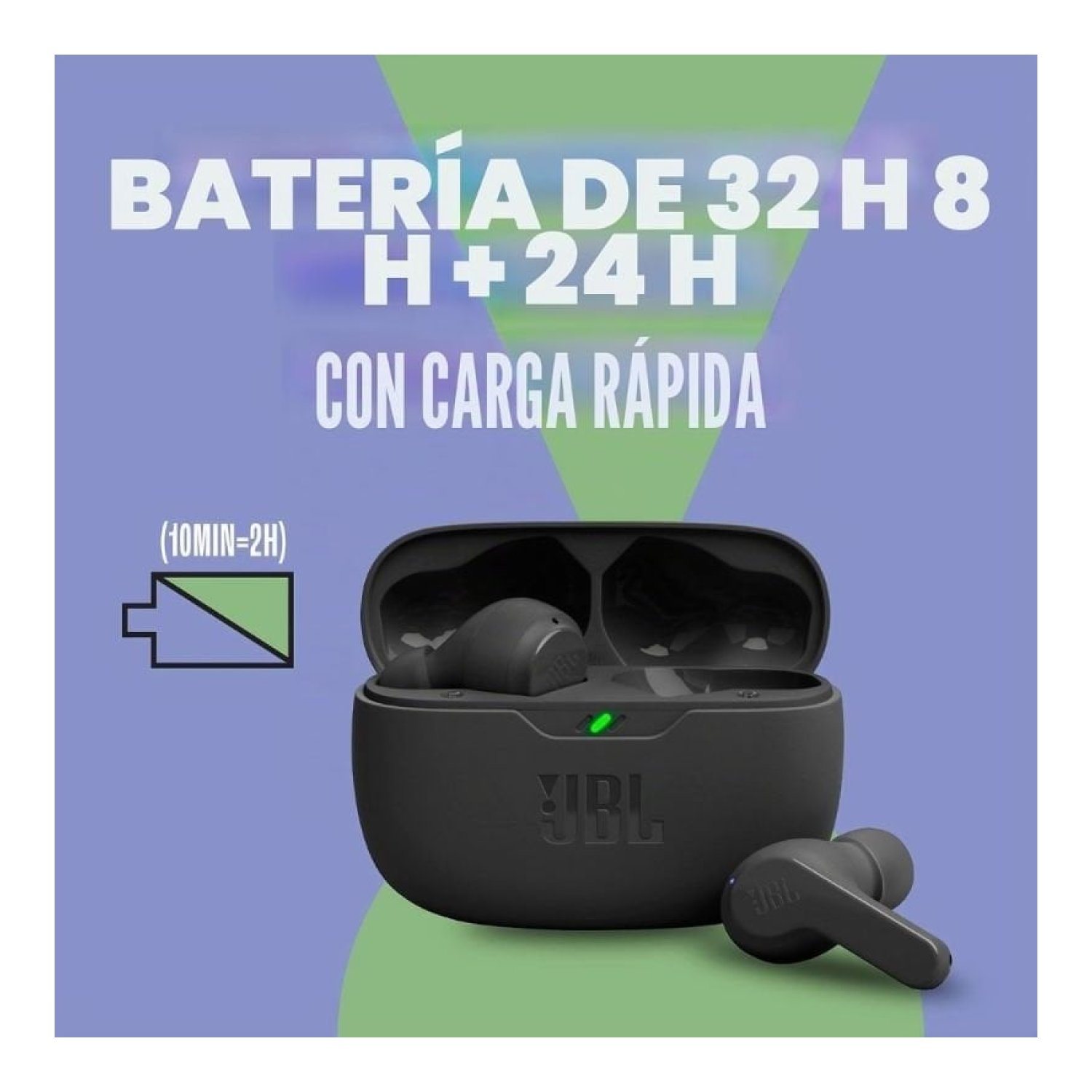 Auriculares Bluetooth JBL Vibe Beam con estuche de carga/ Autonomía 8h/ Negra