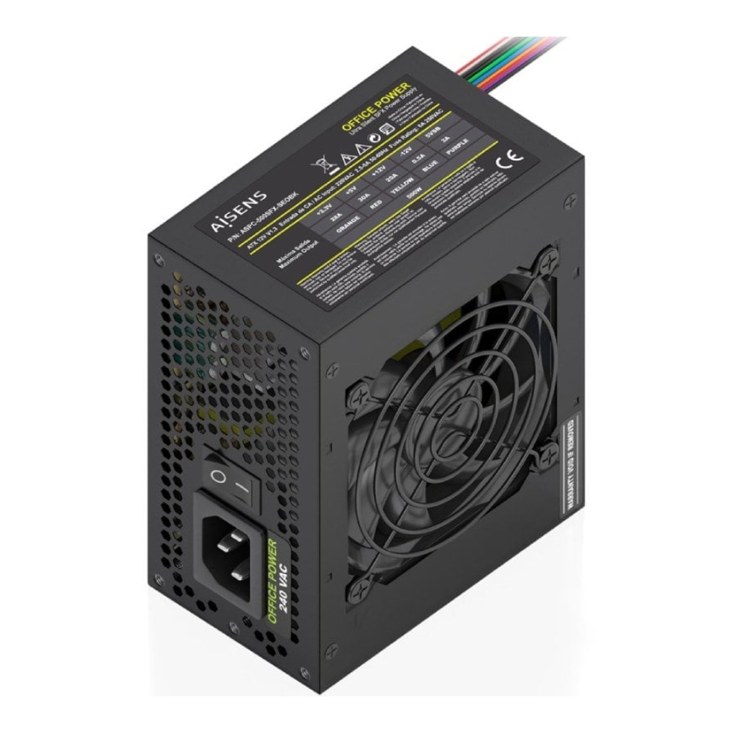 Fuente de Alimentación SFX Aisens ASPC-500SFX-SEOBK/ 500W/ Ventilador 8cm