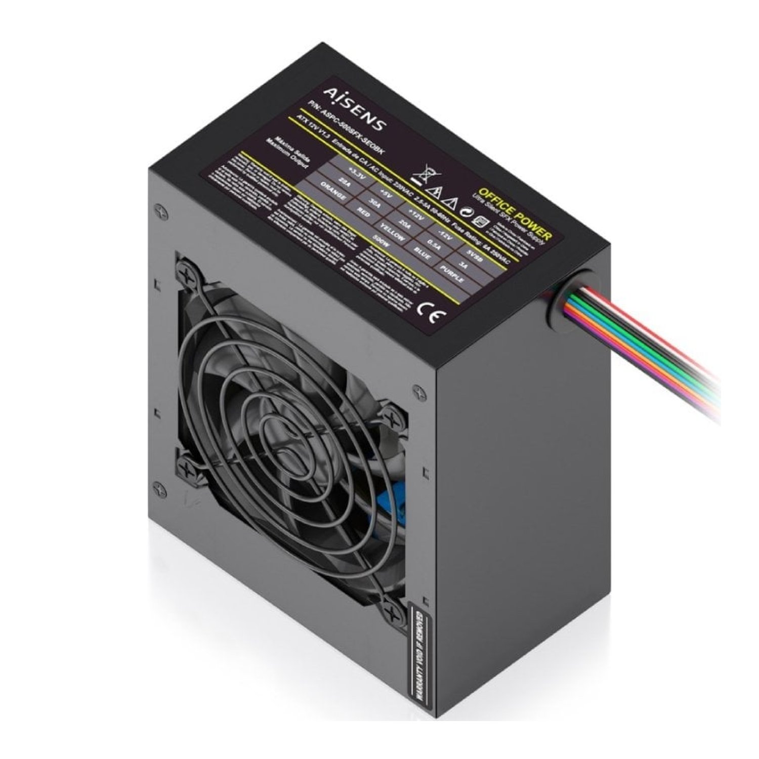 Fuente de Alimentación SFX Aisens ASPC-500SFX-SEOBK/ 500W/ Ventilador 8cm