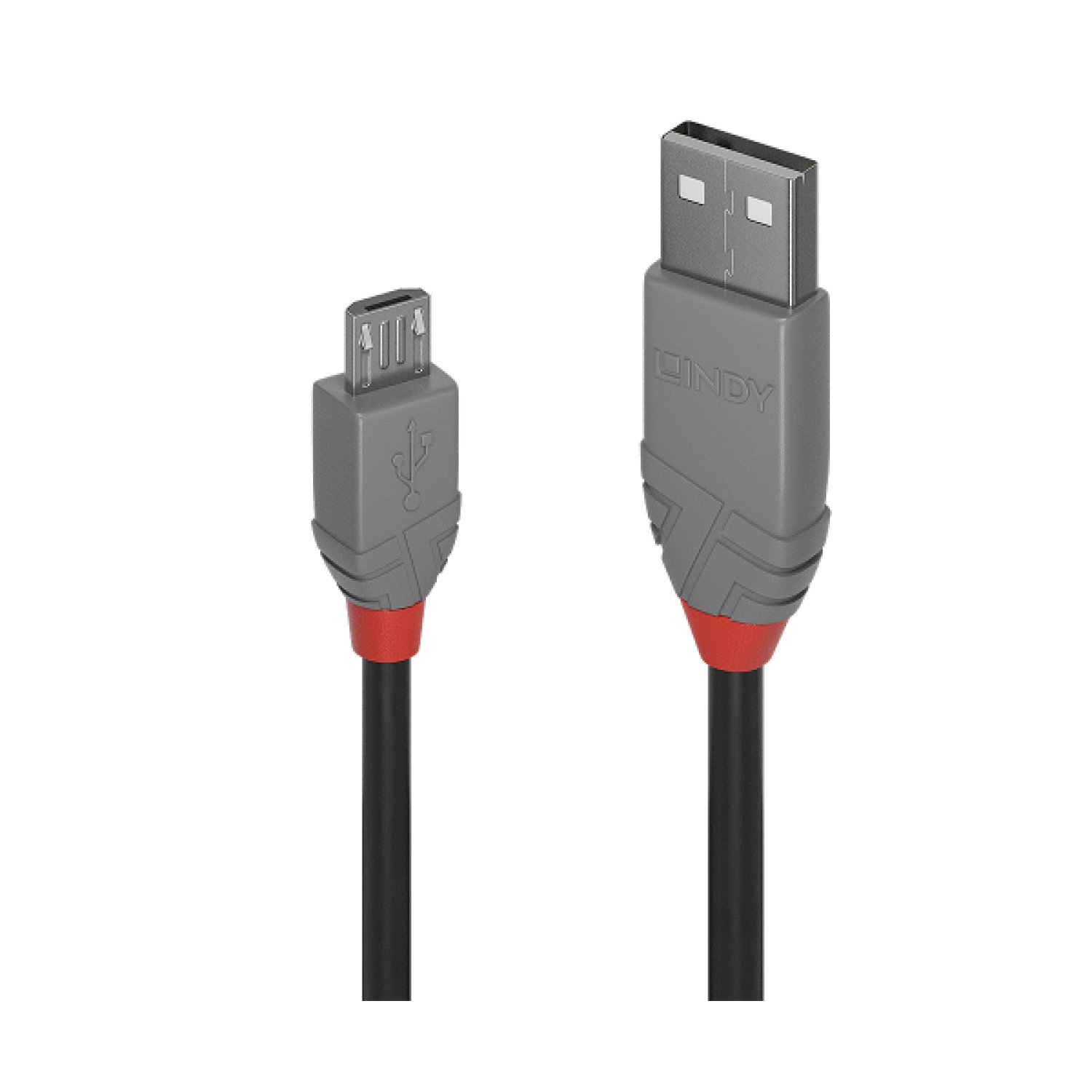 Lindy 36732 cable USB USB 2.0 1 m USB A Micro-USB B Negro, Gris