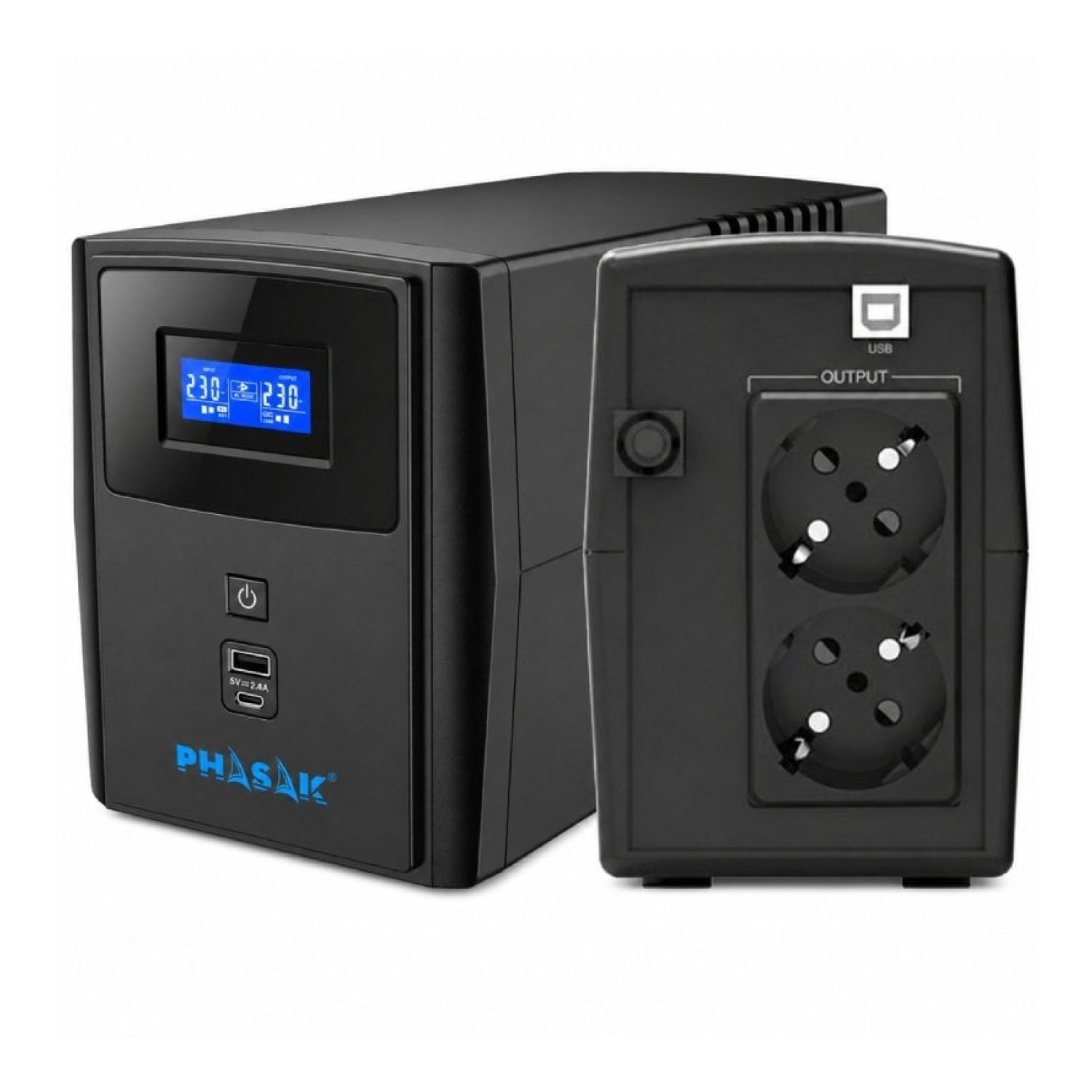SAI Línea Interactiva Phasak SIRIUS 1000 VA Interactive/ 1000VA-600W/ 2 Salidas/ Formato Torre