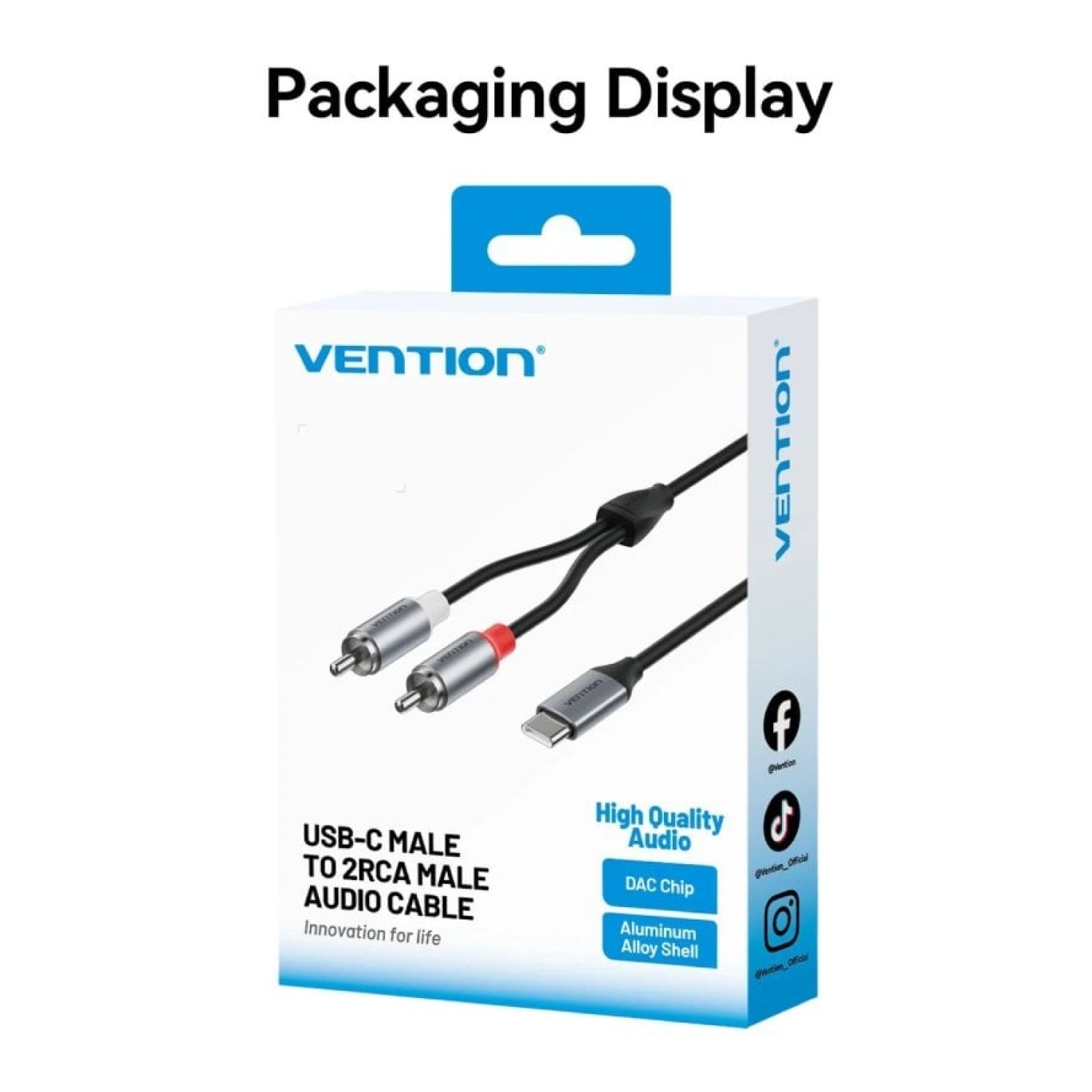 Cable Estéreo Vention BIKHF/ USB Tipo-C Macho - 2x RCA Macho/ 1m/ Gris