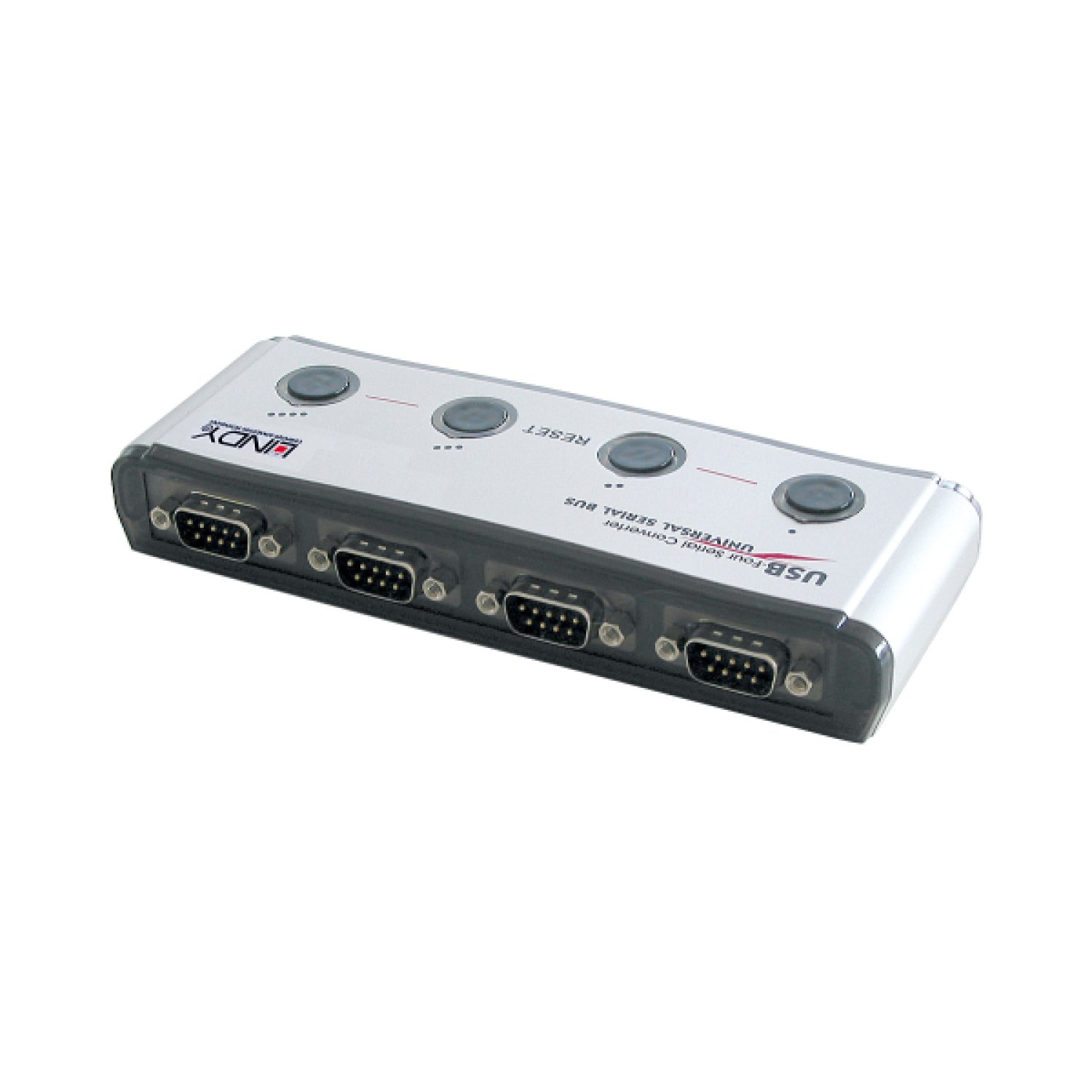 Lindy 42858 convertidor, repetidor y aislador en serie USB 1.1 RS-232 Negro, Plata