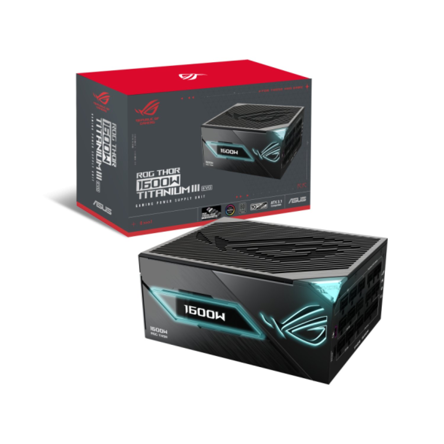 ASUS ROG -THOR-1600T3-GAMING-EVO unidad de fuente de alimentación 1600 W 20+4 pin ATX ATX Gris