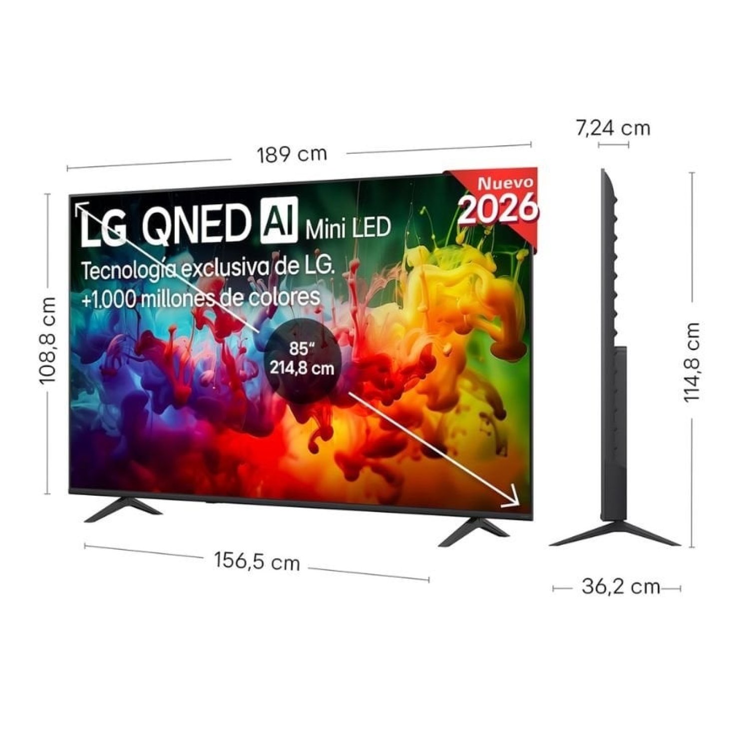 Televisor LG QNED evo AI QNED72 Mini LED 85QNED72B6A 85"/ Ultra HD 4K/ Smart TV/ WiFi