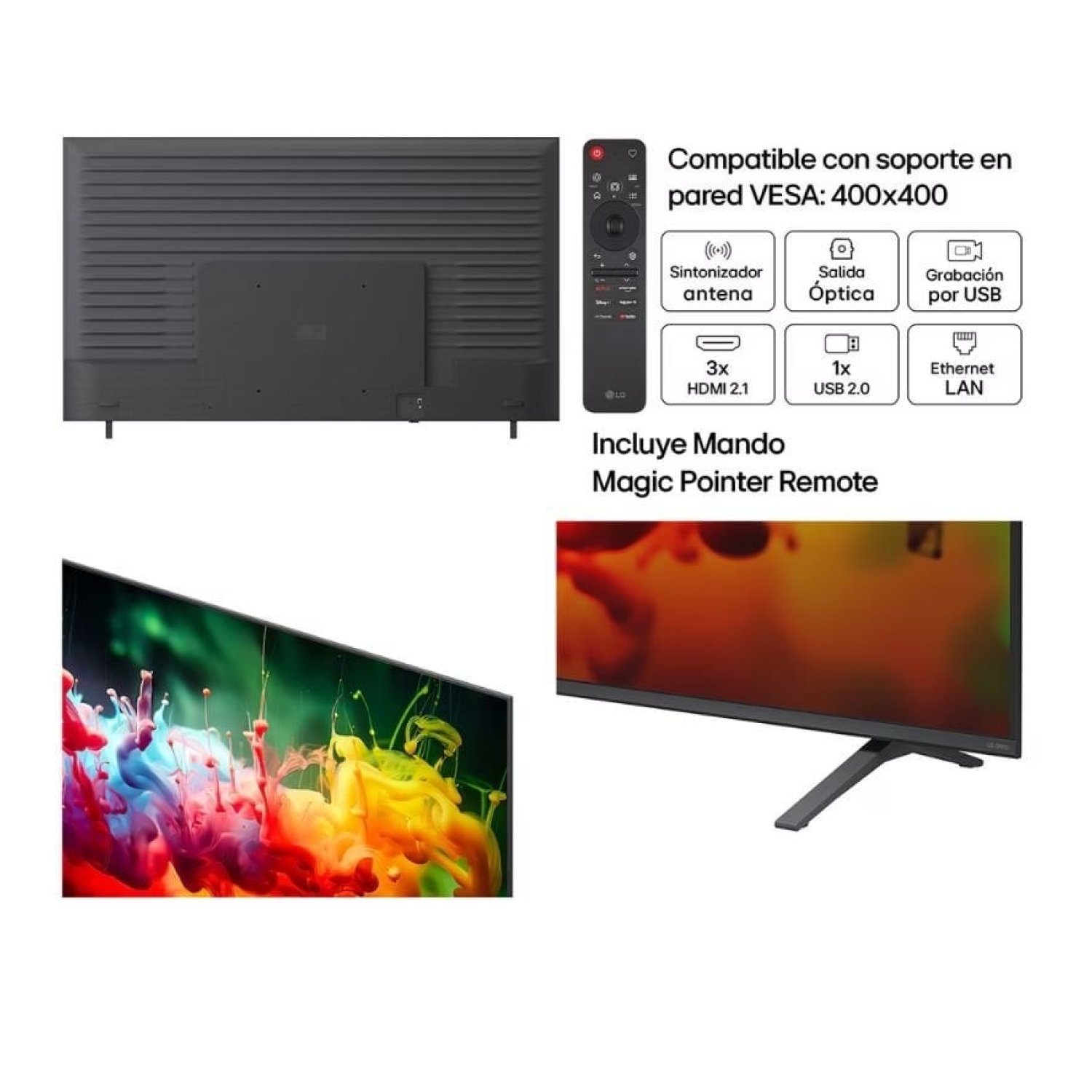 Televisor LG QNED evo AI QNED72 Mini LED 85QNED72B6A 85"/ Ultra HD 4K/ Smart TV/ WiFi