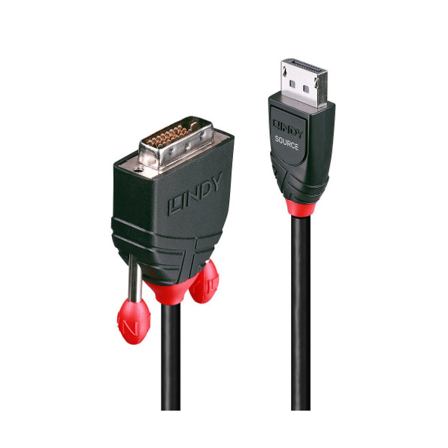 Lindy 41491 adaptador de cable de vídeo 2 m DisplayPort DVI-D Negro