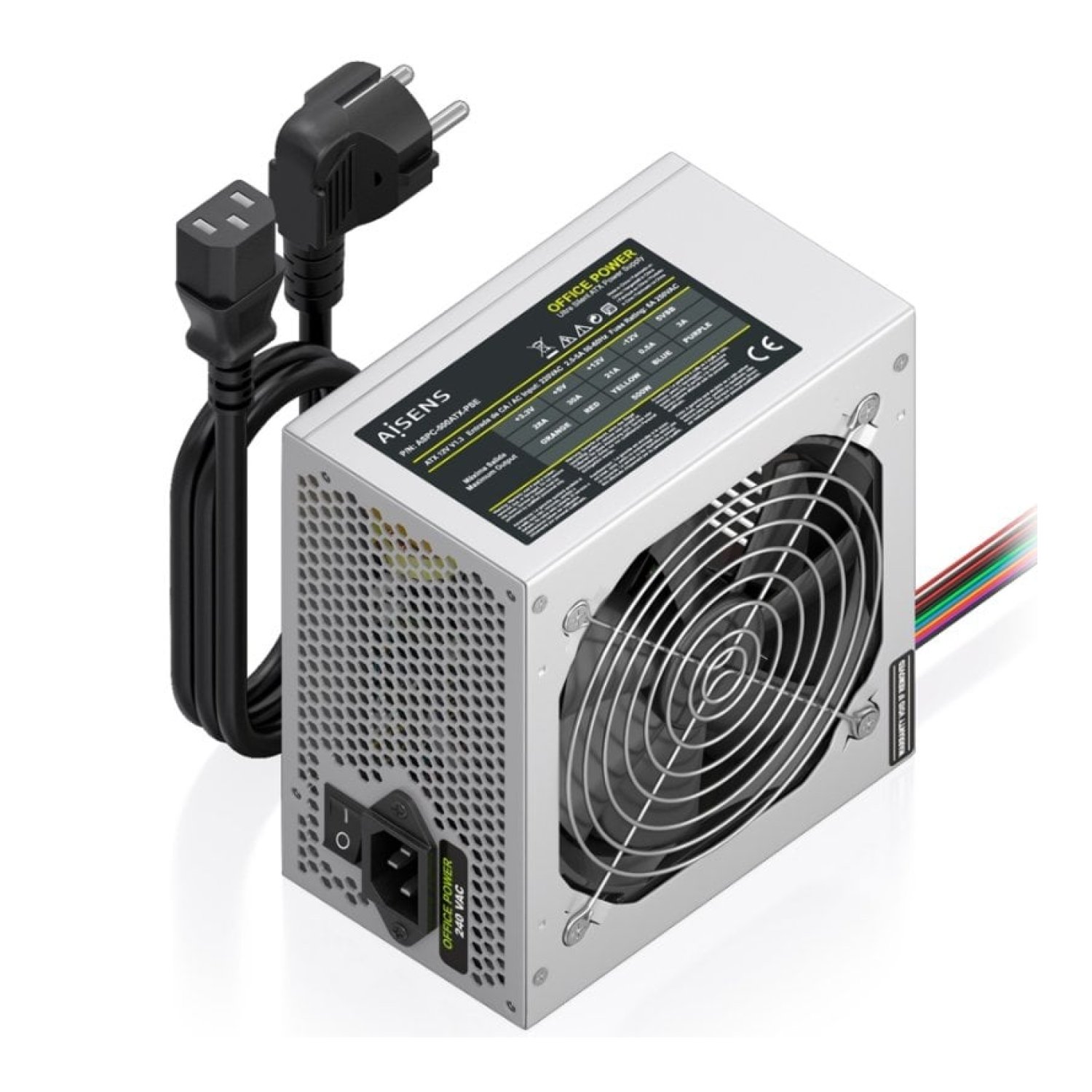 Fuente de Alimentación Aisens ASPC-500ATX-PSE/ 500W/ Ventilador 12cm