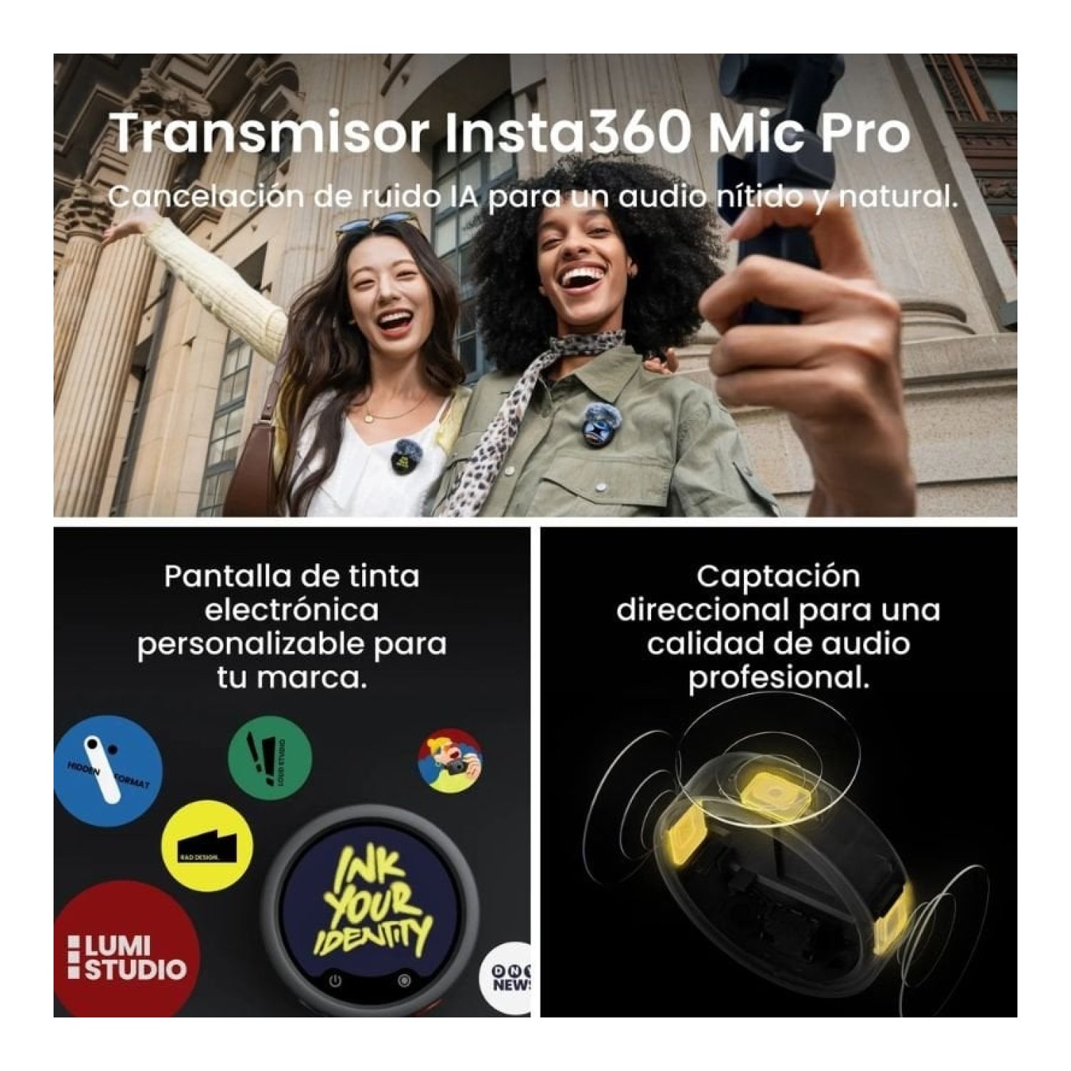 Cámara Digital Deportiva Insta360 Luna Ultra Pack Creador/ 4K/ Ángulo de visión 360º/ Negra