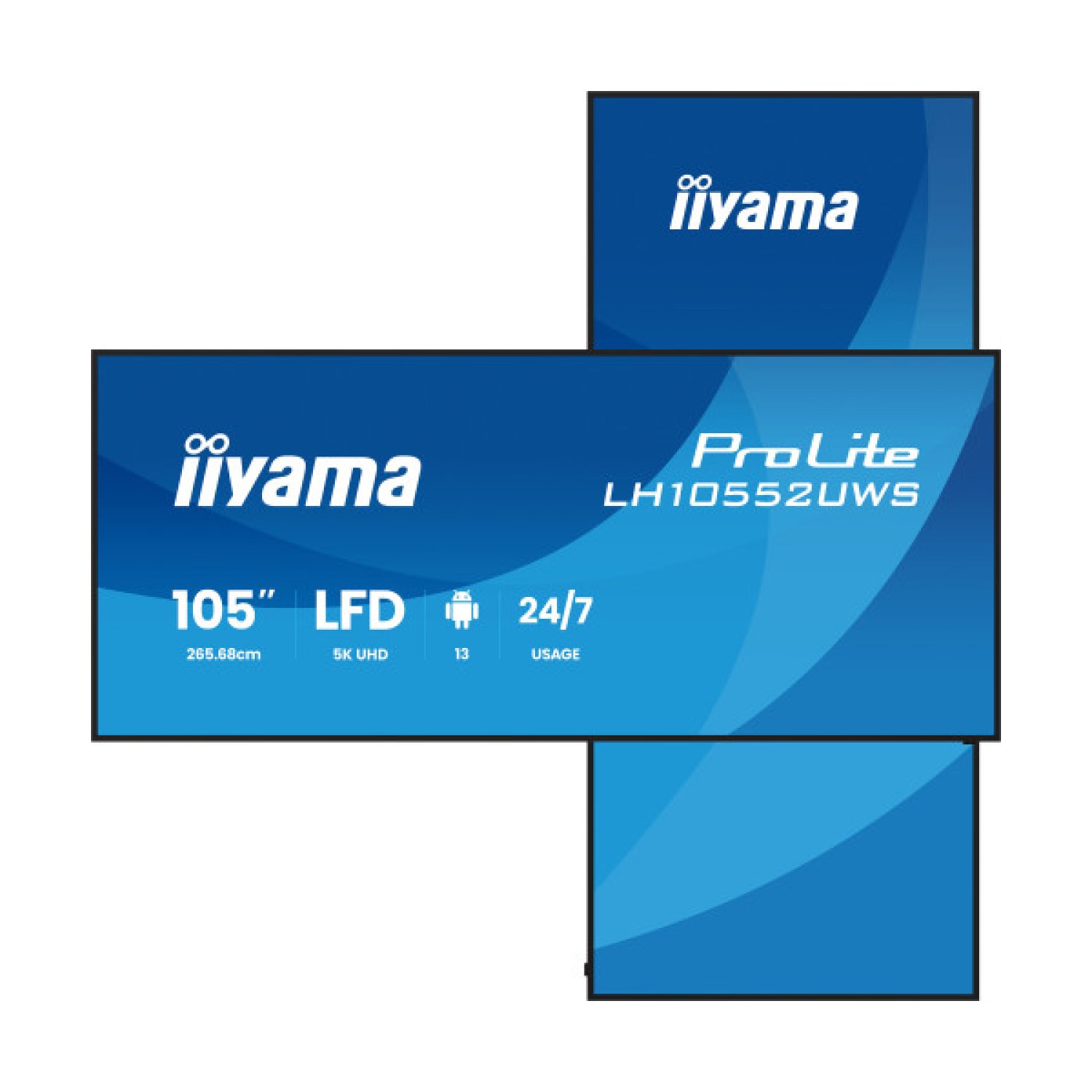 MONITOR PROFESIONAL IIYAMA 105" (LH10552UWS-B1AG) / TIEMPO OPERACION 24/7 / USO HORIZONTAL Y VERTICAL / IPS / 5120X2160 5K UW / 8MS / 500CD / 21:9 / RS-232C / RJ45 / HDMI X 1 / DP X 1 / USB-C X 2/ USB X6 / SLOT OPS / VESA 1000X600