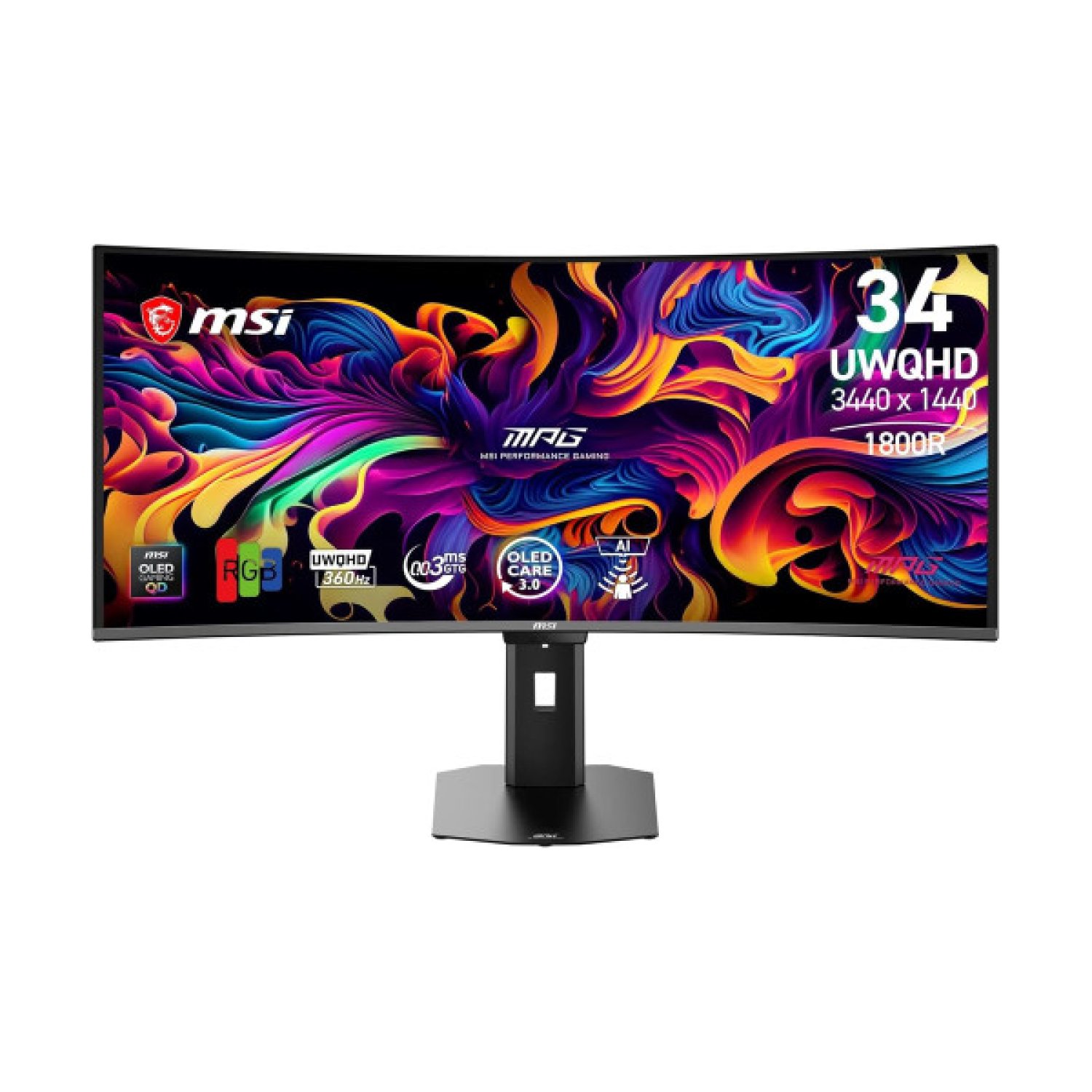 MSI MONITOR MPG 341CQR QD-OLED X36. 34" CURVE 1800R. 3440X1440 (UWQHD). 360HZ. NEGRO