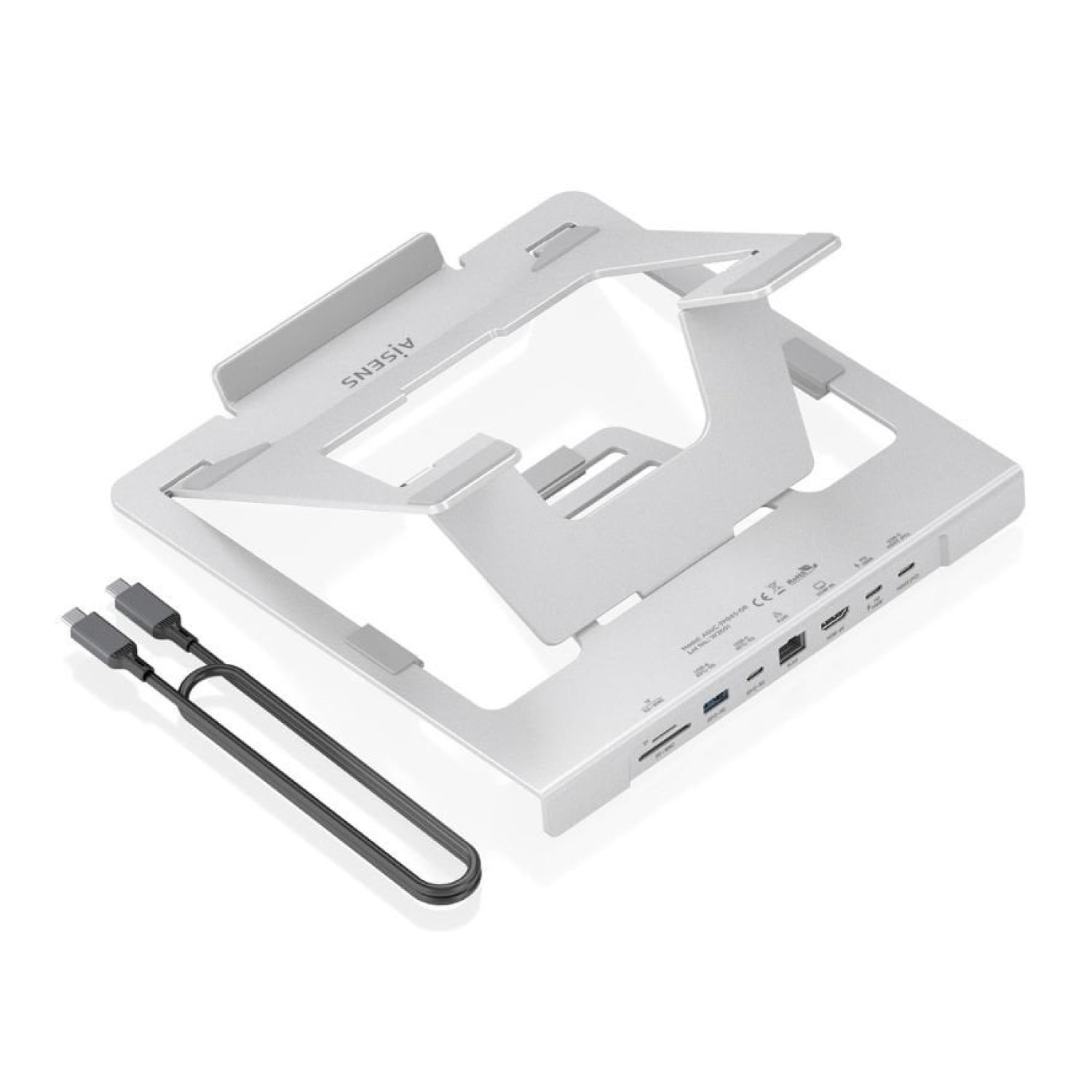 Soporte de Sobremesa - Docking USB Tipo-C Aisens ASUC-7P045-GR/ 1xUSB/ 1xUSB Tipo-C/ 1xHDMI/ 1xRJ45/ 1xLector de Tarjetas/ 1xUSB Tipo-C PD/ Gris