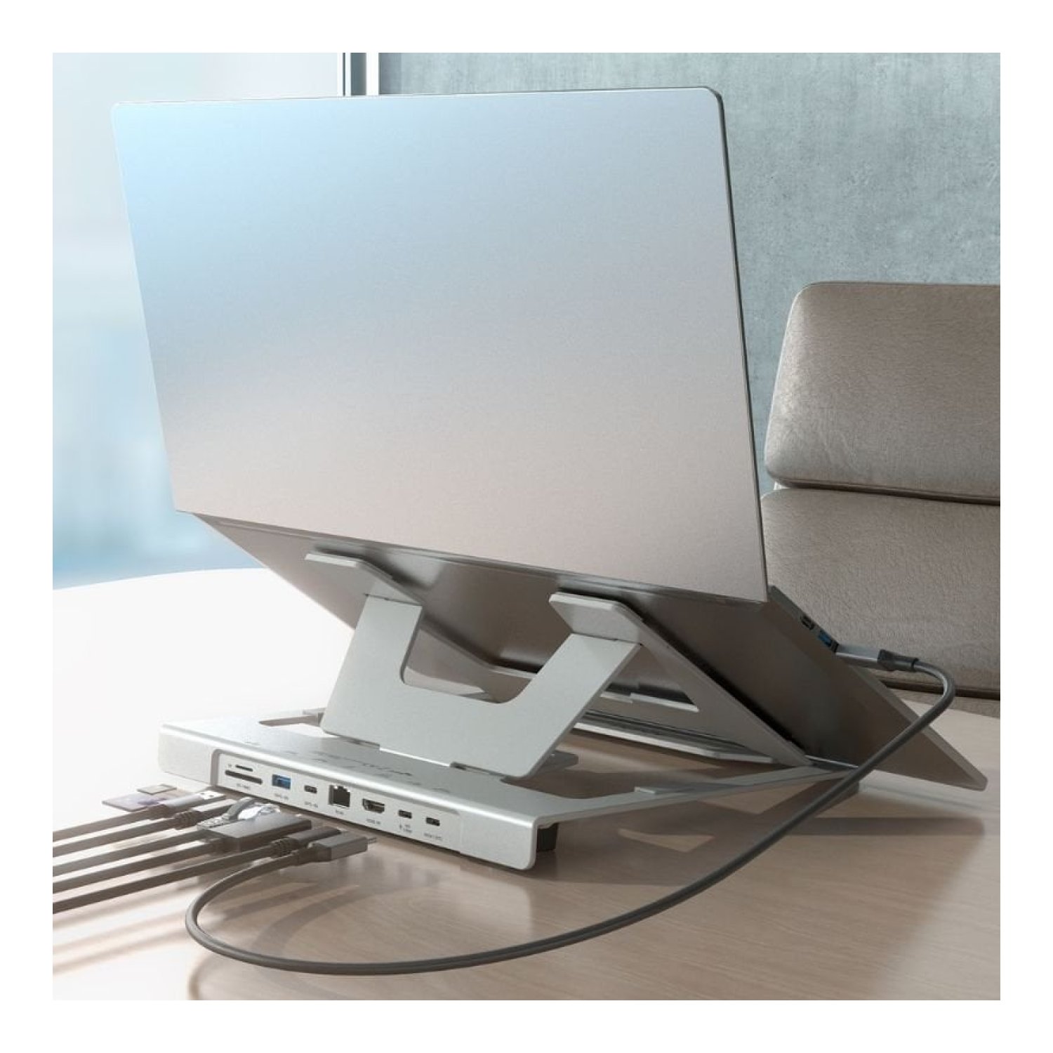 Soporte de Sobremesa - Docking USB Tipo-C Aisens ASUC-7P045-GR/ 1xUSB/ 1xUSB Tipo-C/ 1xHDMI/ 1xRJ45/ 1xLector de Tarjetas/ 1xUSB Tipo-C PD/ Gris