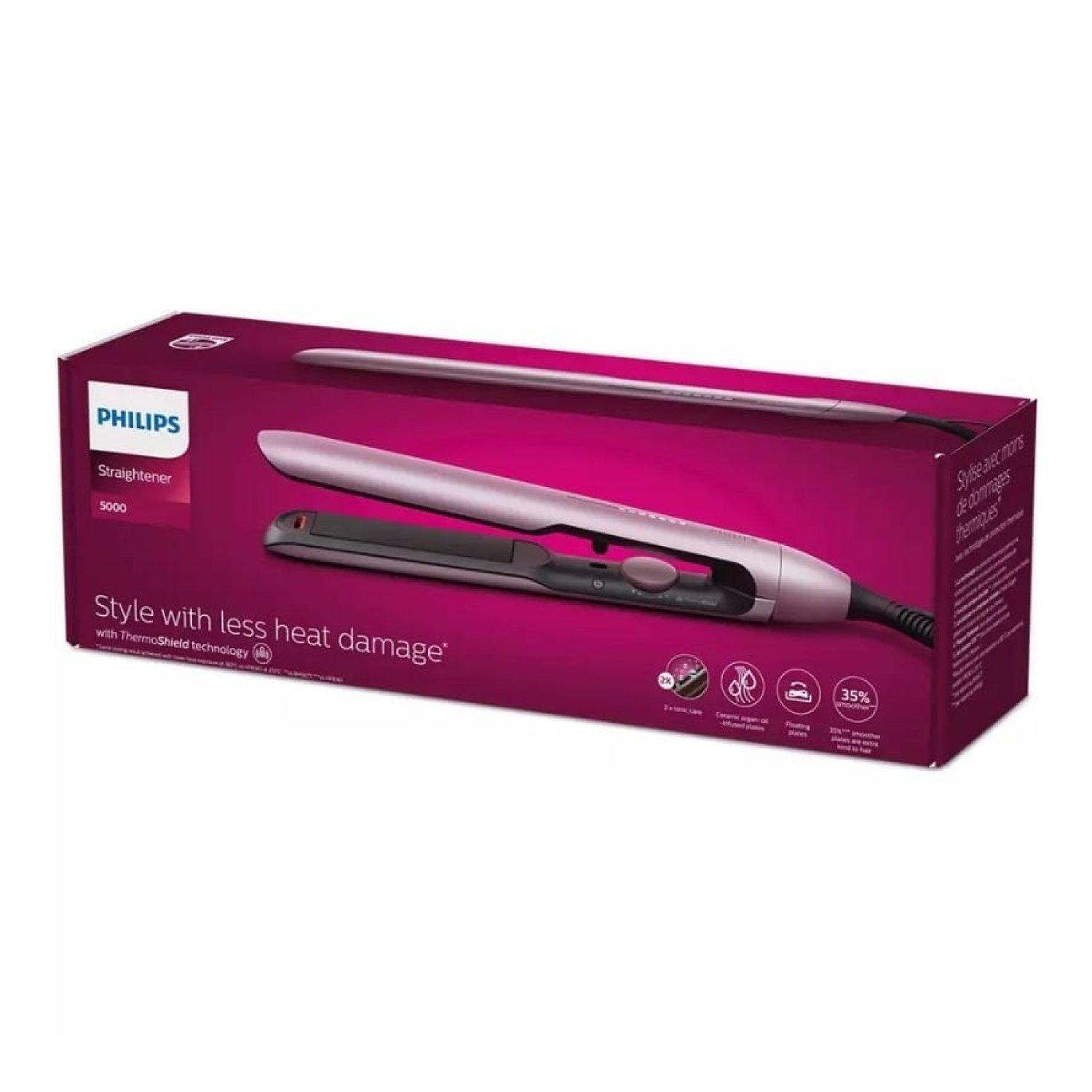 Plancha para el Pelo Philips Straightener 5000 BHS530/ Rosa