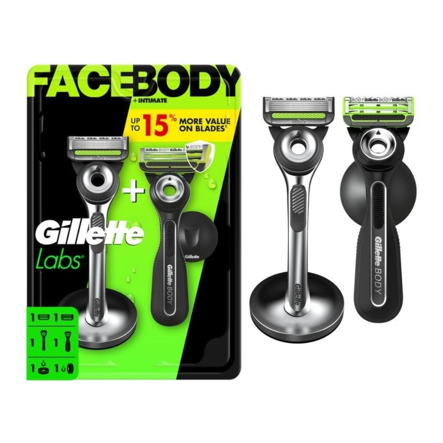 Pack de 2 Cuchillas de Afeitar Gillette GilletteLabs FaceBody + Intimate
