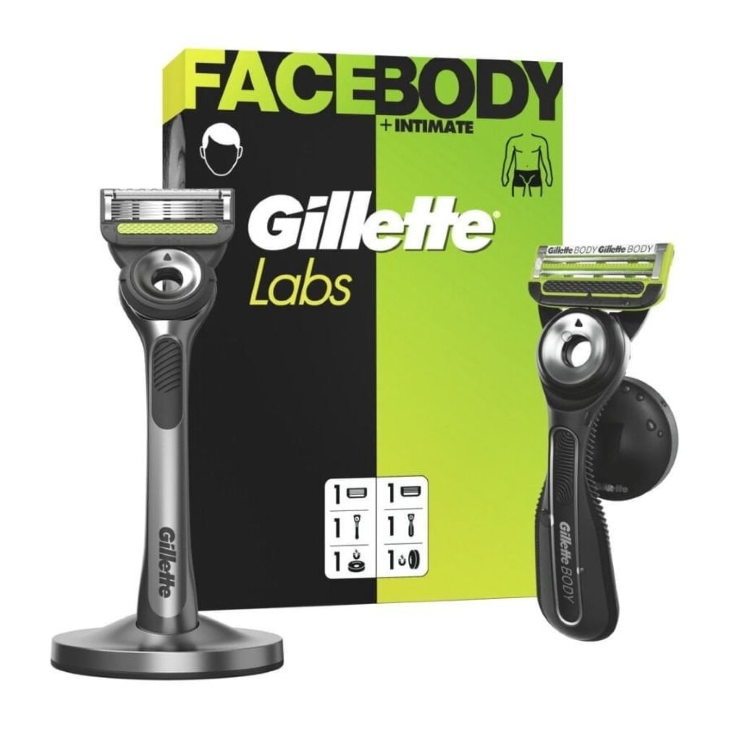 Pack de 2 Cuchillas de Afeitar Gillette GilletteLabs FaceBody + Intimate