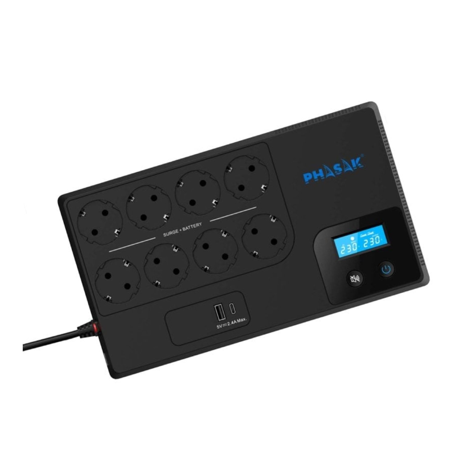 SAI Línea Interactiva Phasak Smart Home 1050VA/ 1050VA-600W/ 8 Salidas/ Formato Bloque
