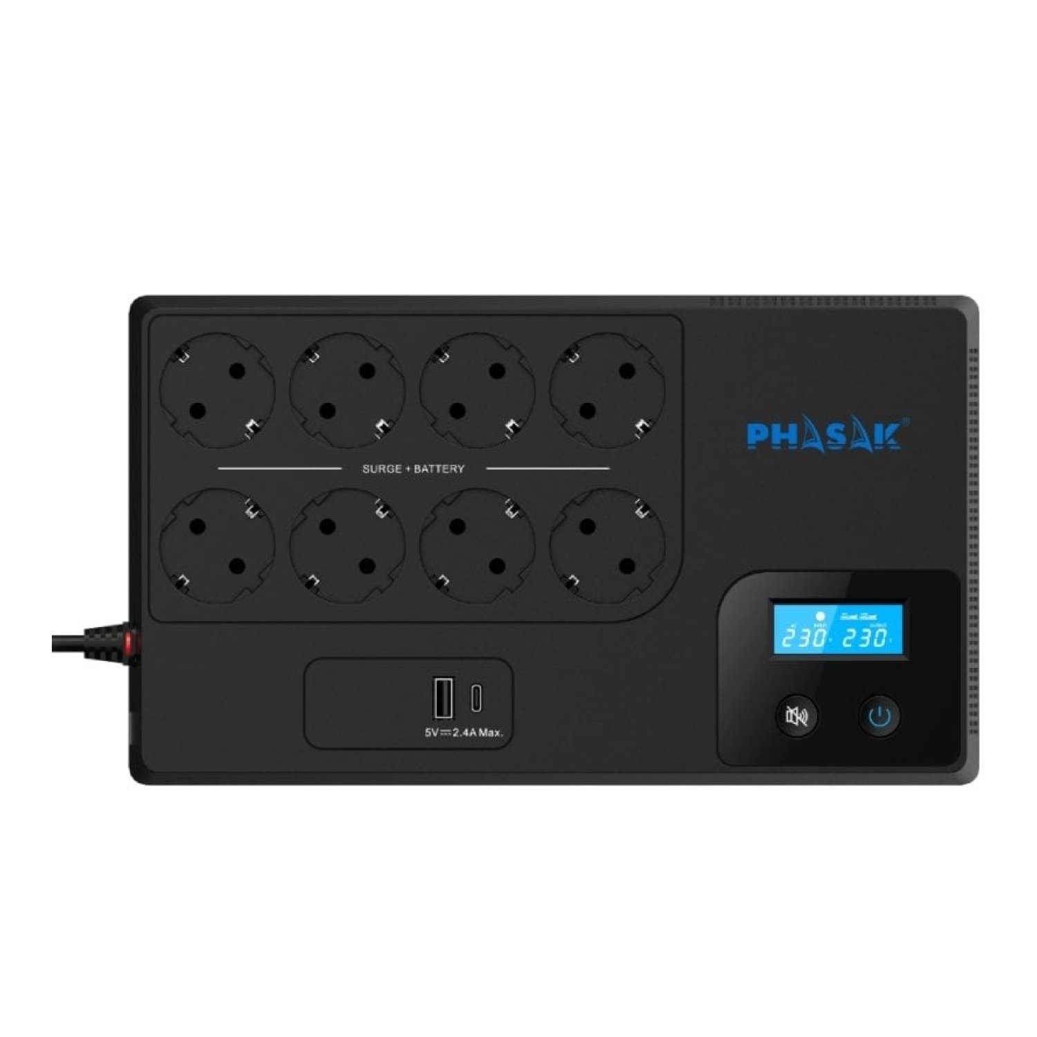 SAI Línea Interactiva Phasak Smart Home 1050VA/ 1050VA-600W/ 8 Salidas/ Formato Bloque