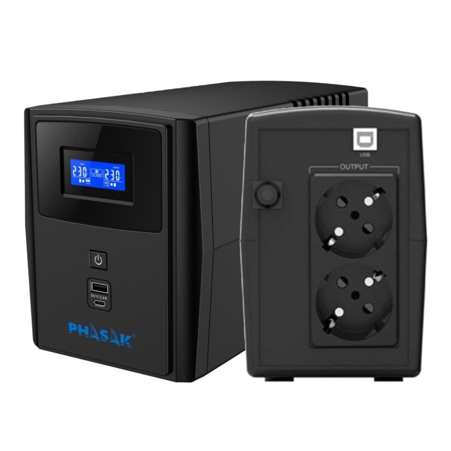 SAI Línea Interactiva Phasak SIRIUS 800 VA Interactive/ 800VA-480W/ 2 Salidas/ Formato Torre