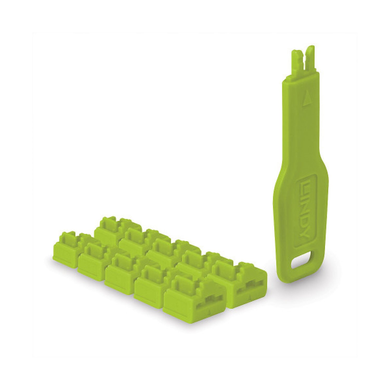 Lindy 47894 bloqueador de puerto Bloqueador de puerto + clave RJ-45 Verde Acrilonitrilo butadieno estireno (ABS) 10 pieza(s)