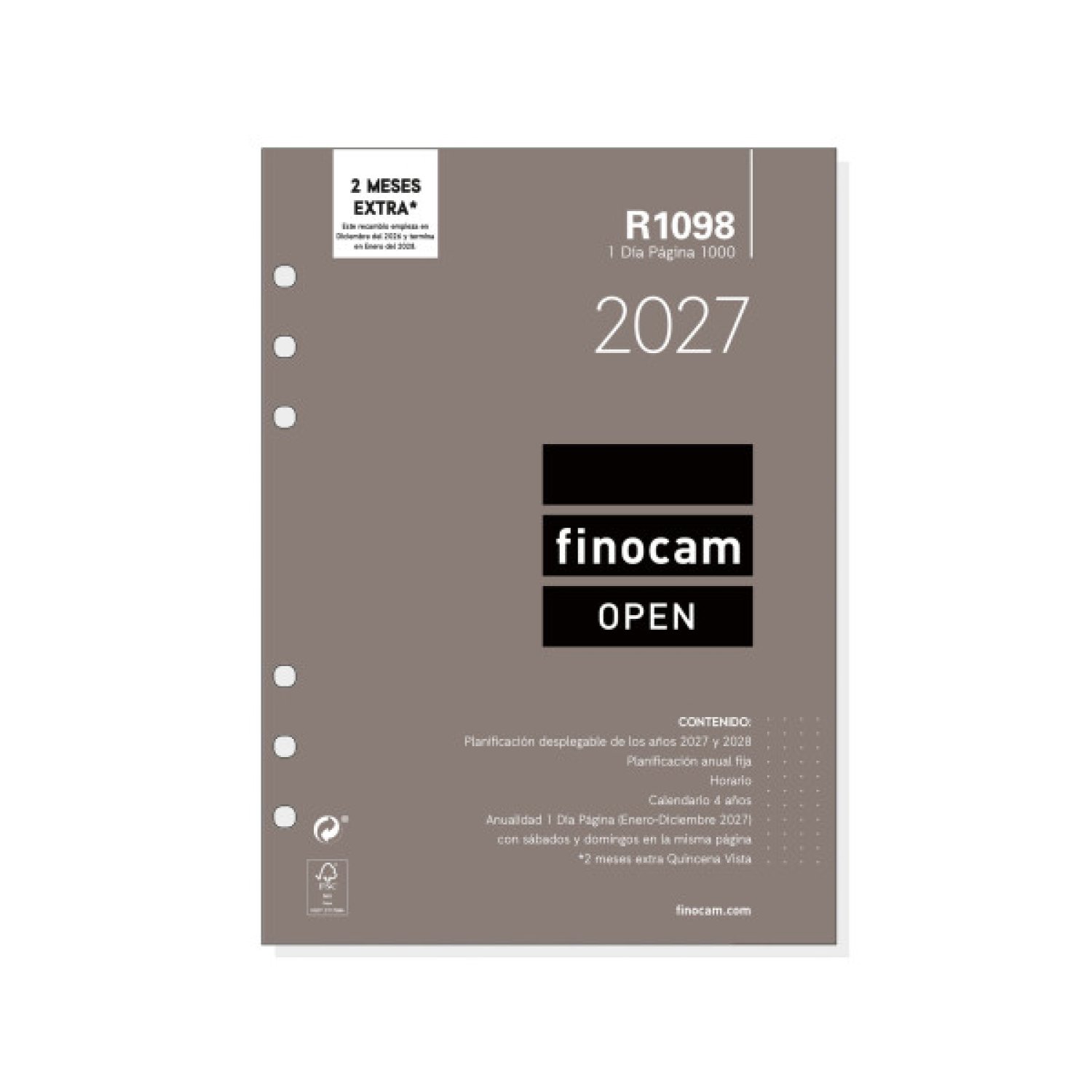 RECAMBIO ANUAL 2027 R1098 OPEN1000 155X215MM DIA PAGINA FINOCAM 711680027