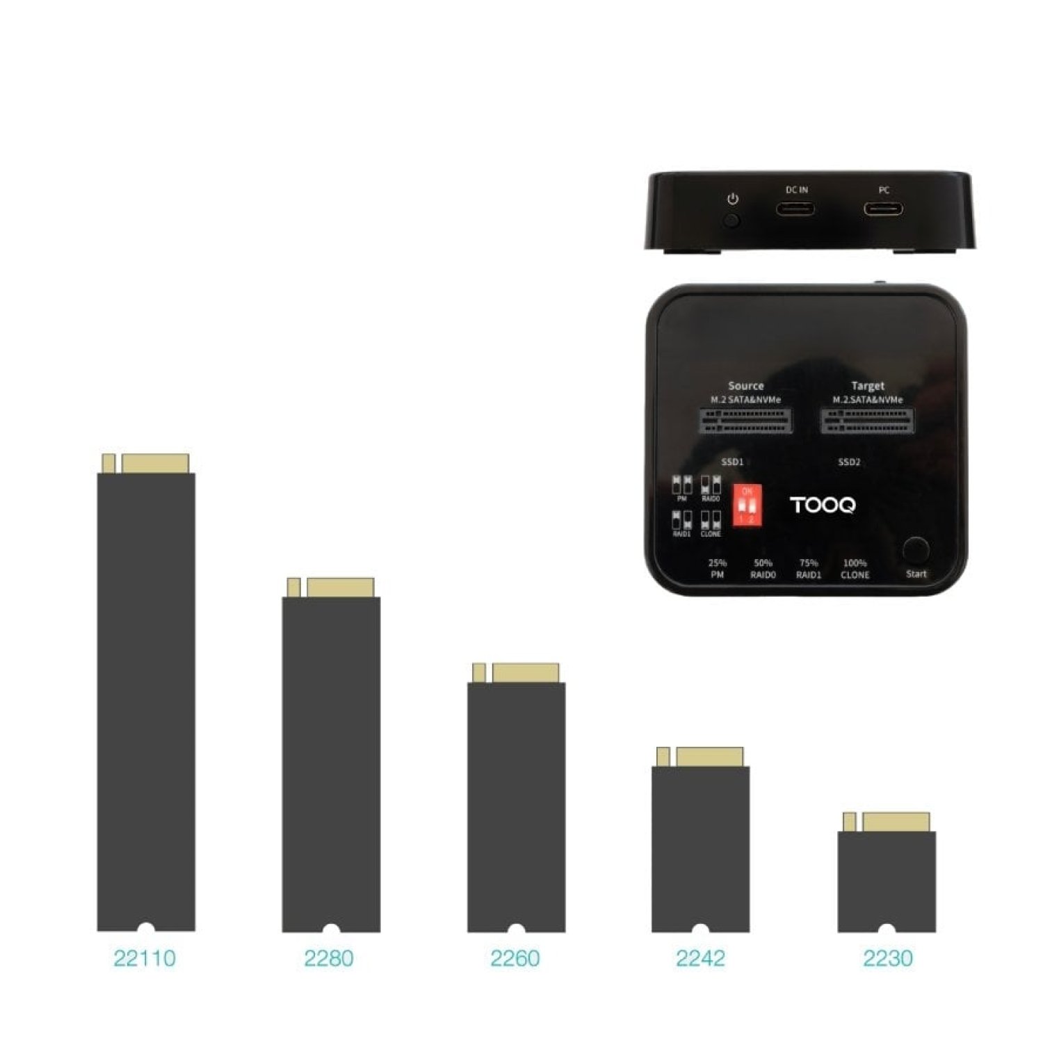 Docking Station para SSD M2 SATA/NVMe TooQ TQDS-201B