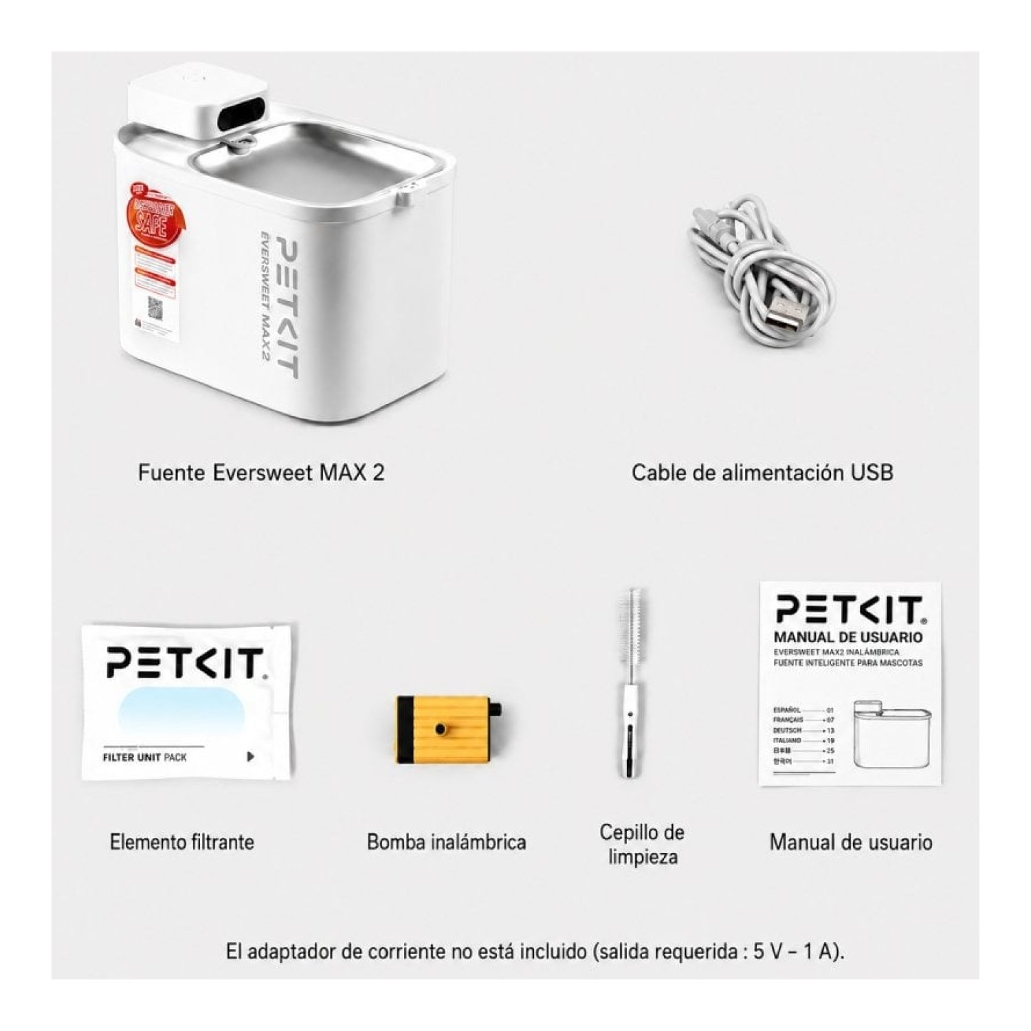 Fuente Inteligente para Mascotas PetKit EverSweet Max 2 UVC/ 3L/ Control desde APP
