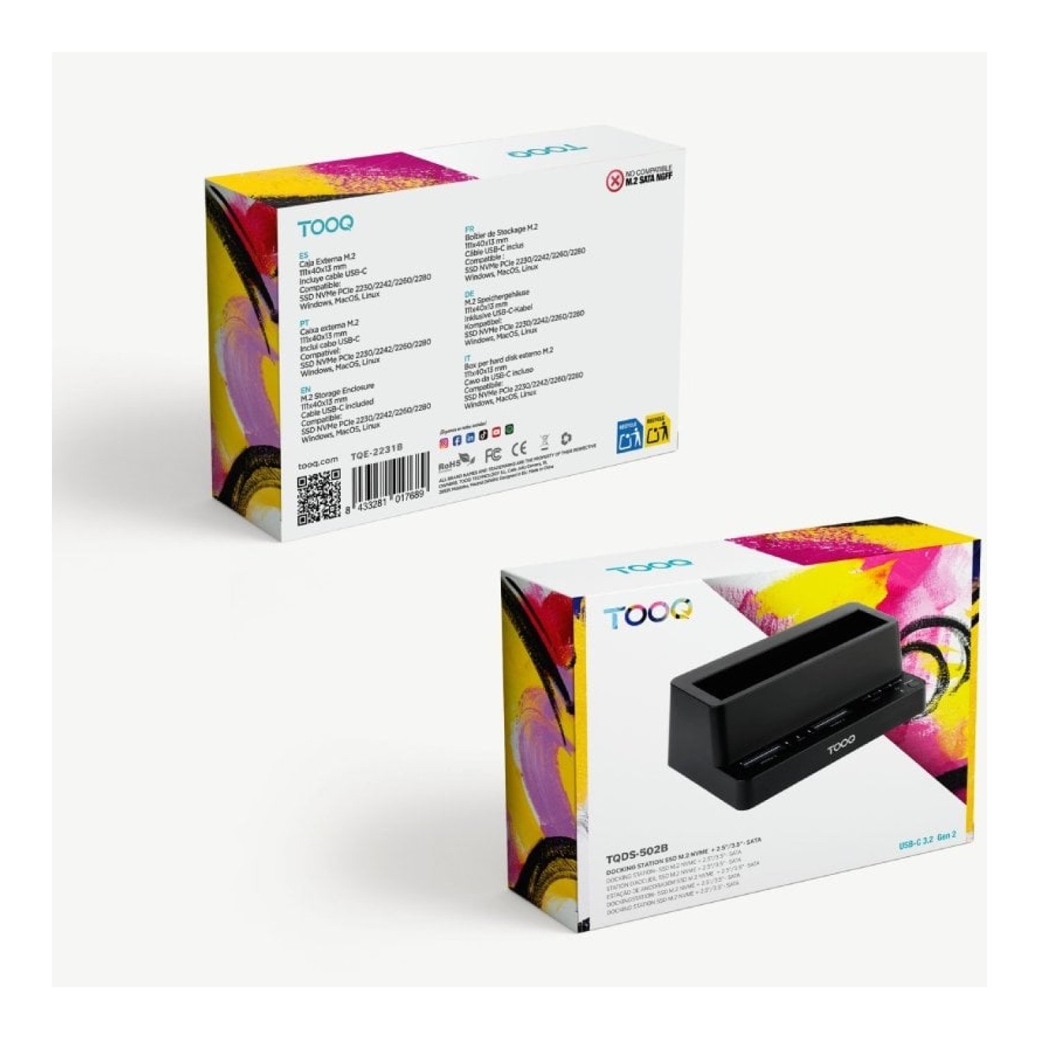 Docking Station para SSD M2 SATA/NVMe TooQ TQDS-502B