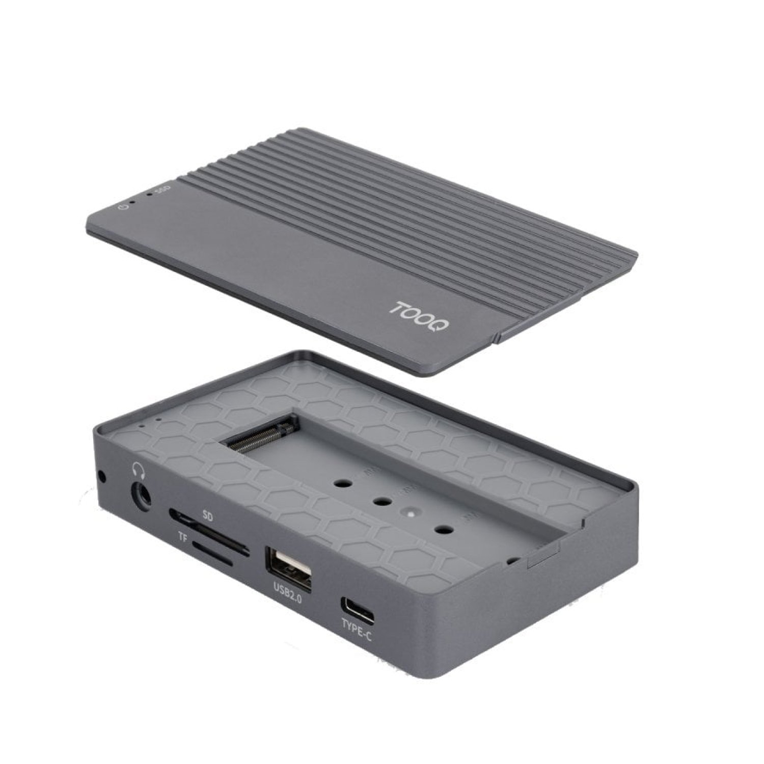 Docking USB Tipo-C TooQ TQE-2242G/ Ranura SSD M.2/ 1xHDMI/ 1xRJ45/ 1xUSB/ 1xUSB Tipo-C/ 1xLector Tarjetas/ 1x Jack 3.5/ 1xUSB Tipo-C PD