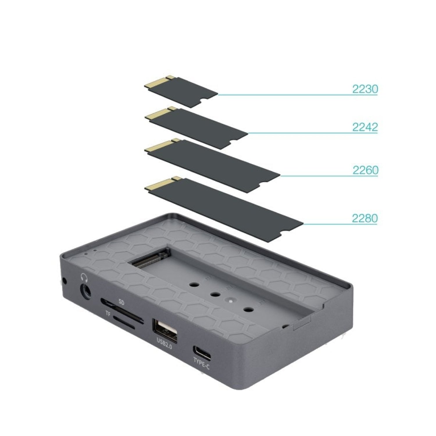 Docking USB Tipo-C TooQ TQE-2242G/ Ranura SSD M.2/ 1xHDMI/ 1xRJ45/ 1xUSB/ 1xUSB Tipo-C/ 1xLector Tarjetas/ 1x Jack 3.5/ 1xUSB Tipo-C PD