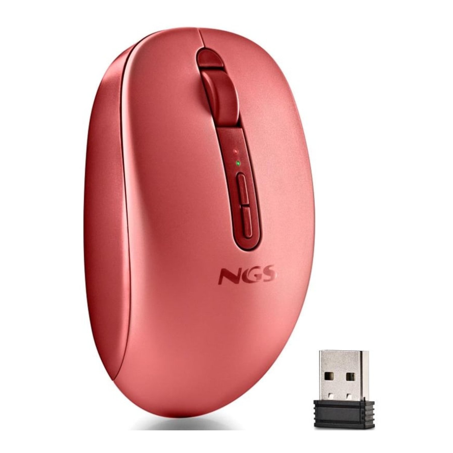 Ratón Ergonómico Inalámbrico NGS Fog Dual FOGDUALRED Silencioso/ Hasta 1600 DPI/ Rojo