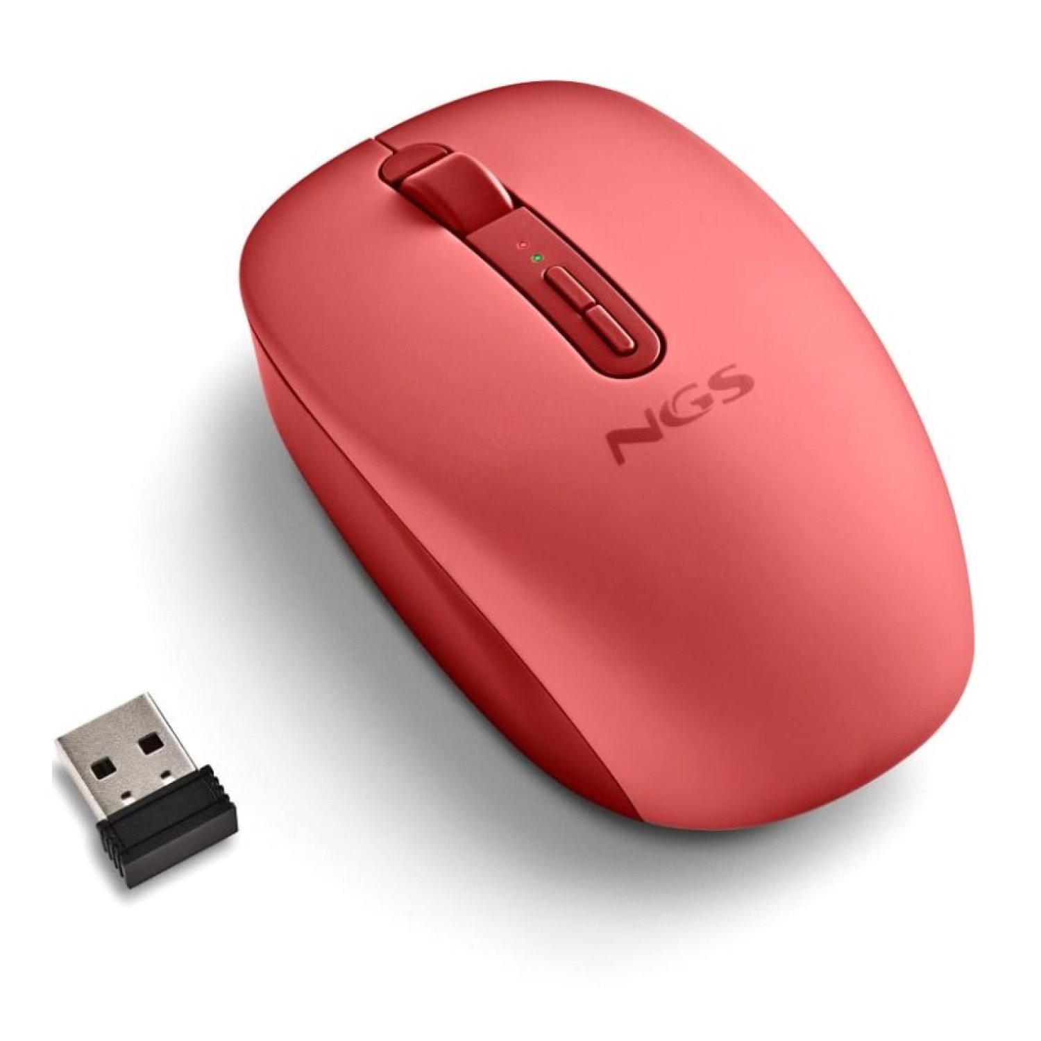 Ratón Ergonómico Inalámbrico NGS Fog Dual FOGDUALRED Silencioso/ Hasta 1600 DPI/ Rojo