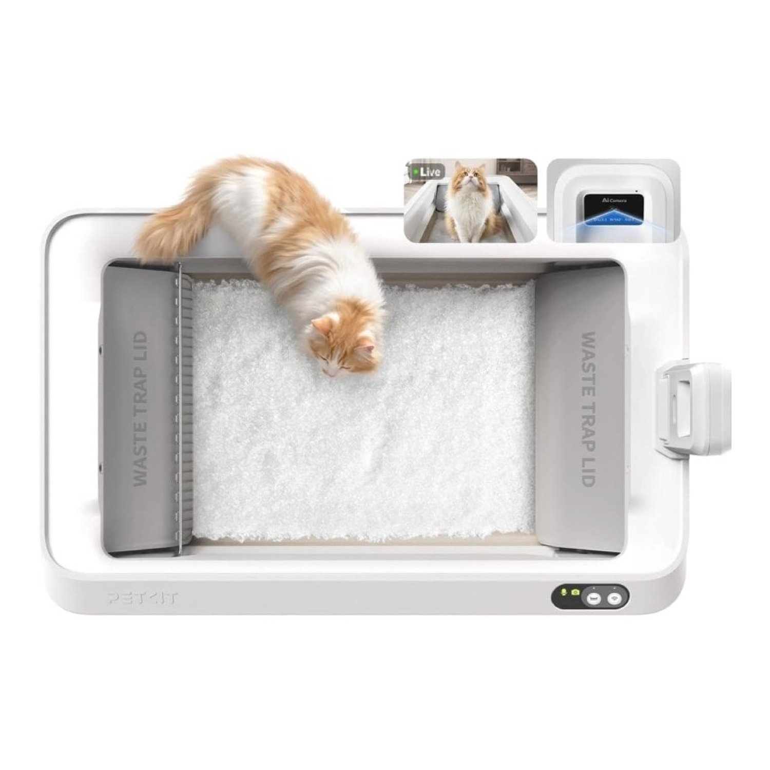 Arenero para Gatos Autolimpiable PetKit PuroBot Crystal Duo con Cubierta/ Control desde APP/ Blanco