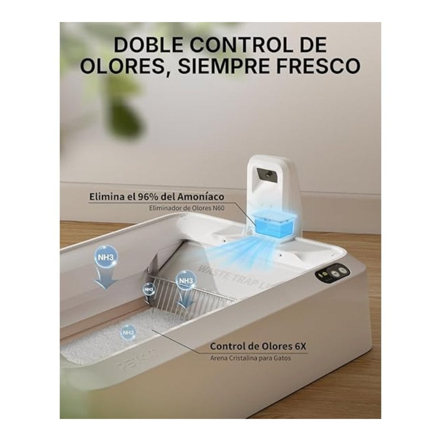 Arenero para Gatos Autolimpiable PetKit PuroBot Crystal Duo con Cubierta/ Control desde APP/ Blanco