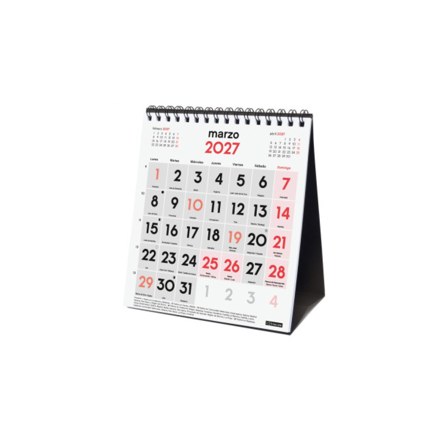 CALENDARIO 2027 SOBREMESA NEUTRO NUMEROS GRANDES XS 140X150MM FINOCAM 780120027