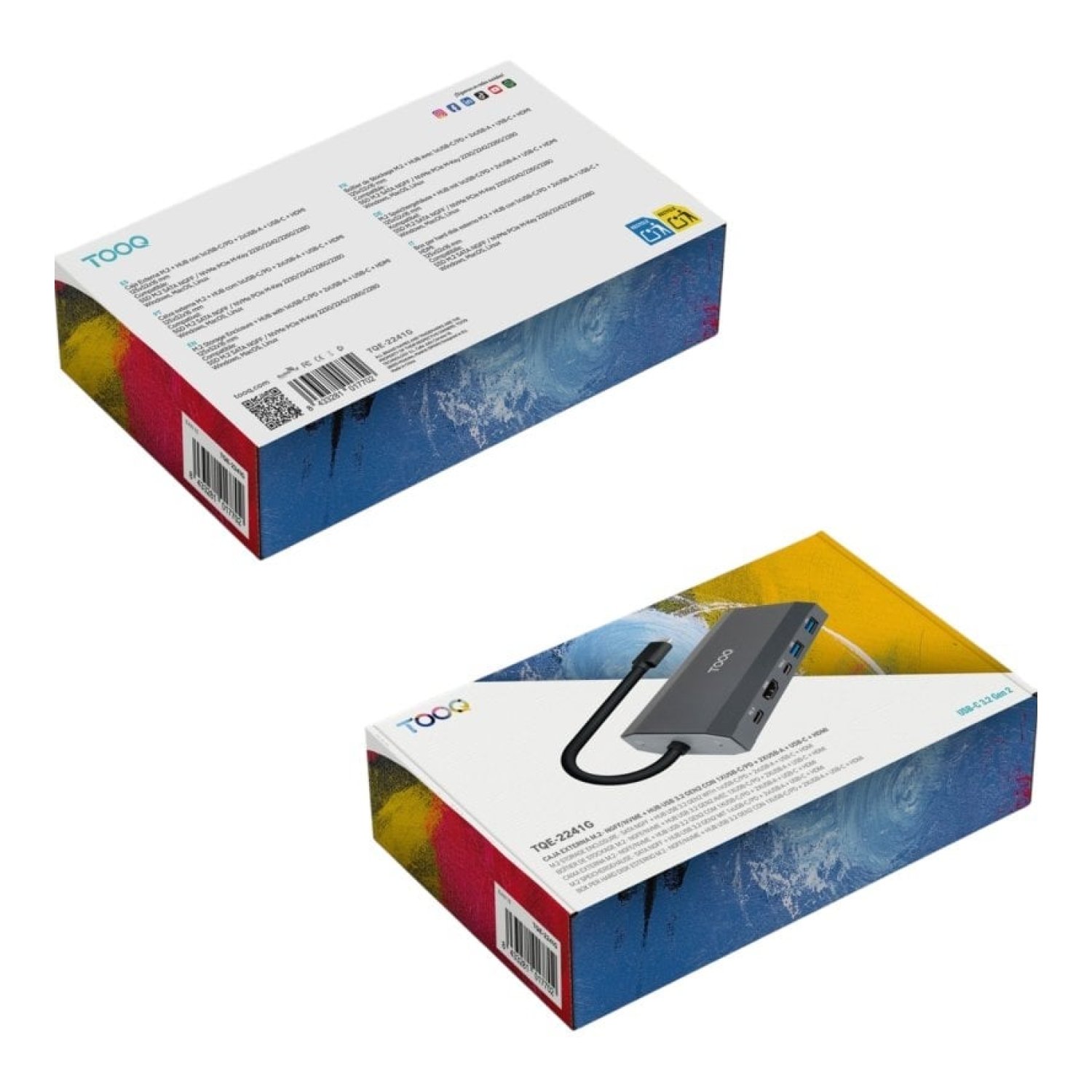 Docking USB Tipo-C TooQ TQE-2241G/ Ranura SSD M.2/ 1xHDMI/ 2xUSB/ 1xUSB Tipo-C/ 1xLector Tarjetas/ 1xUSB Tipo-C PD