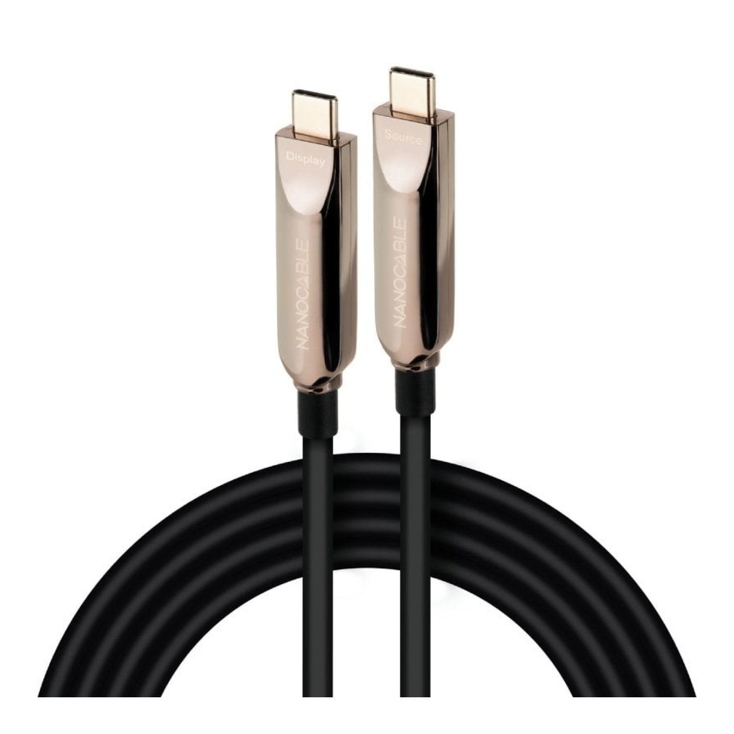 Cable USB 3.2 Tipo-C AOC Nanocable 10.01.4605/ USB Tipo-C Macho - USB Tipo-C Macho/ Hasta 60W/ 10Gbps/ 5m/ Negro