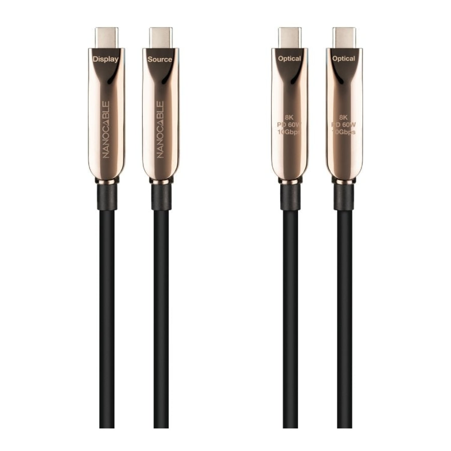 Cable USB 3.2 Tipo-C AOC Nanocable 10.01.4605/ USB Tipo-C Macho - USB Tipo-C Macho/ Hasta 60W/ 10Gbps/ 5m/ Negro